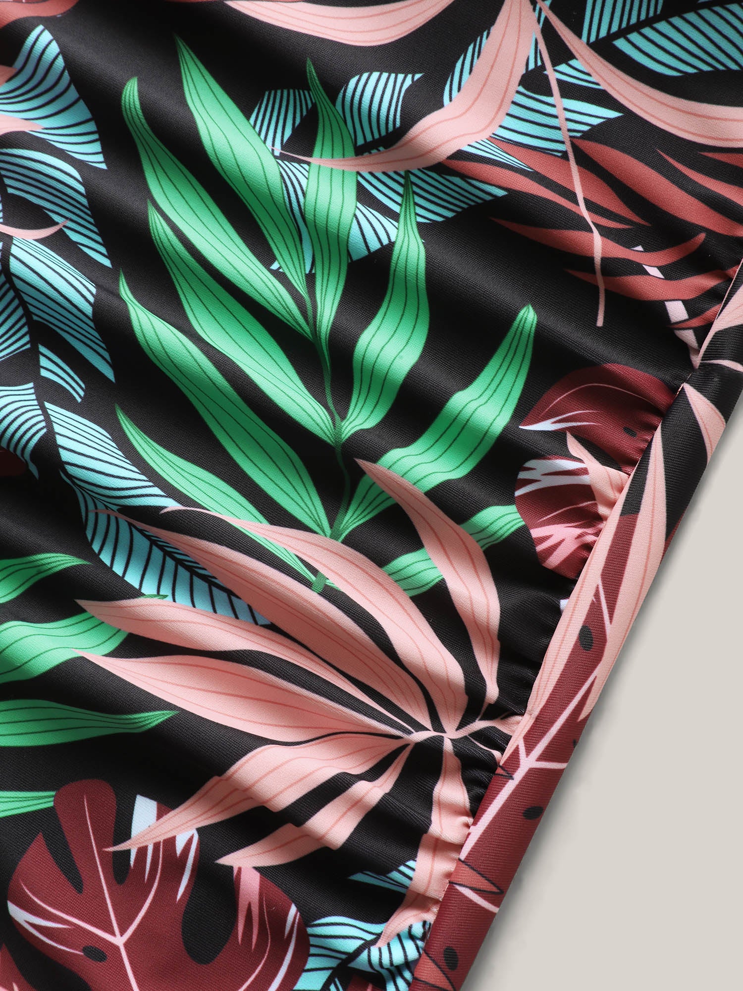Tropical Print Contrast One-Piece Swimsuit - Image 6