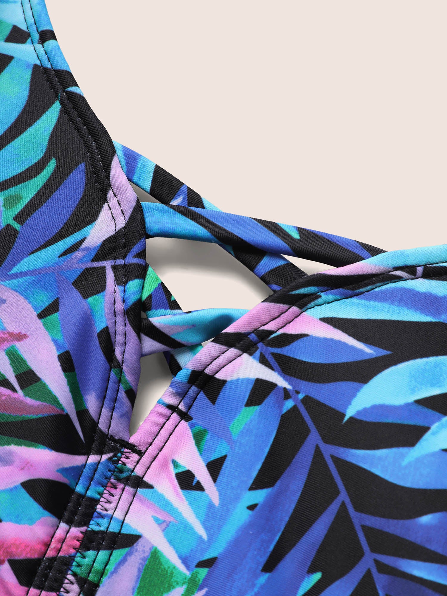 Tropical Print Crisscross Split Hem Swim Dress - Image 5