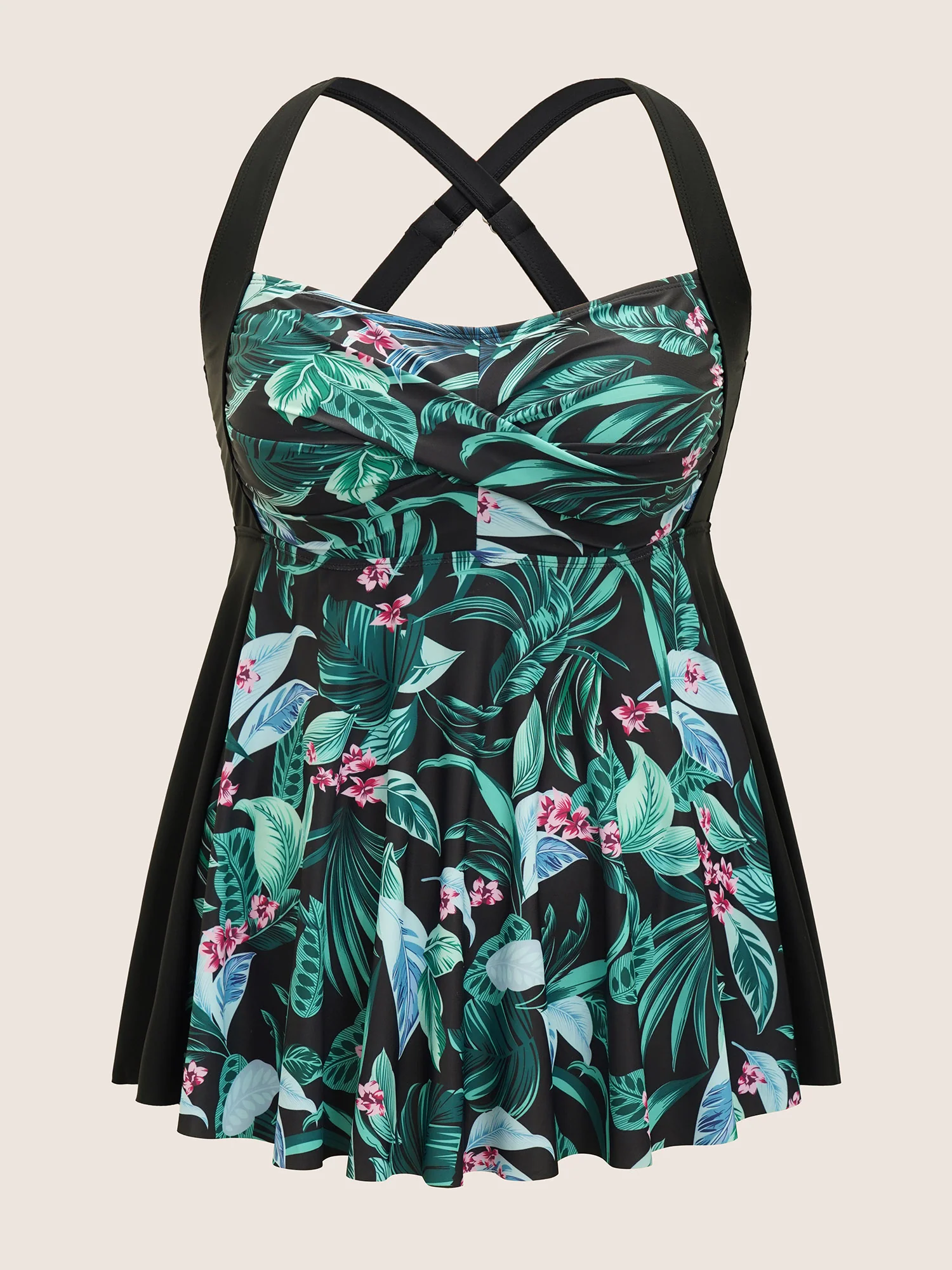 Tropical Print Crossover Swim Top - Image 6