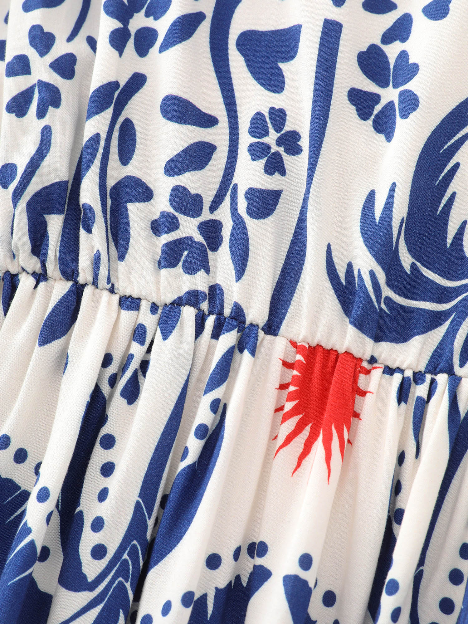 Tropical Print Flared Half-Sleeve Midi Dress - Image 5