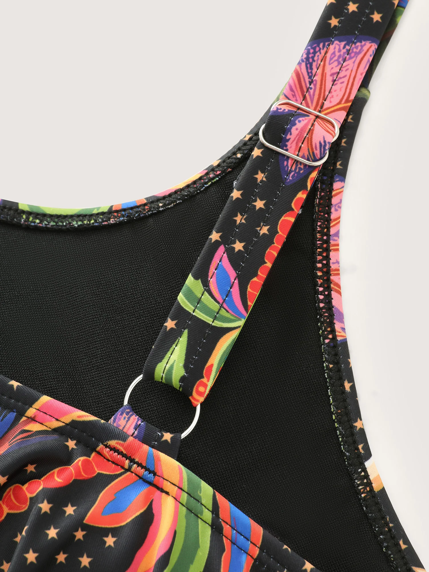 Tropical Print Flared Swim Top - Image 6