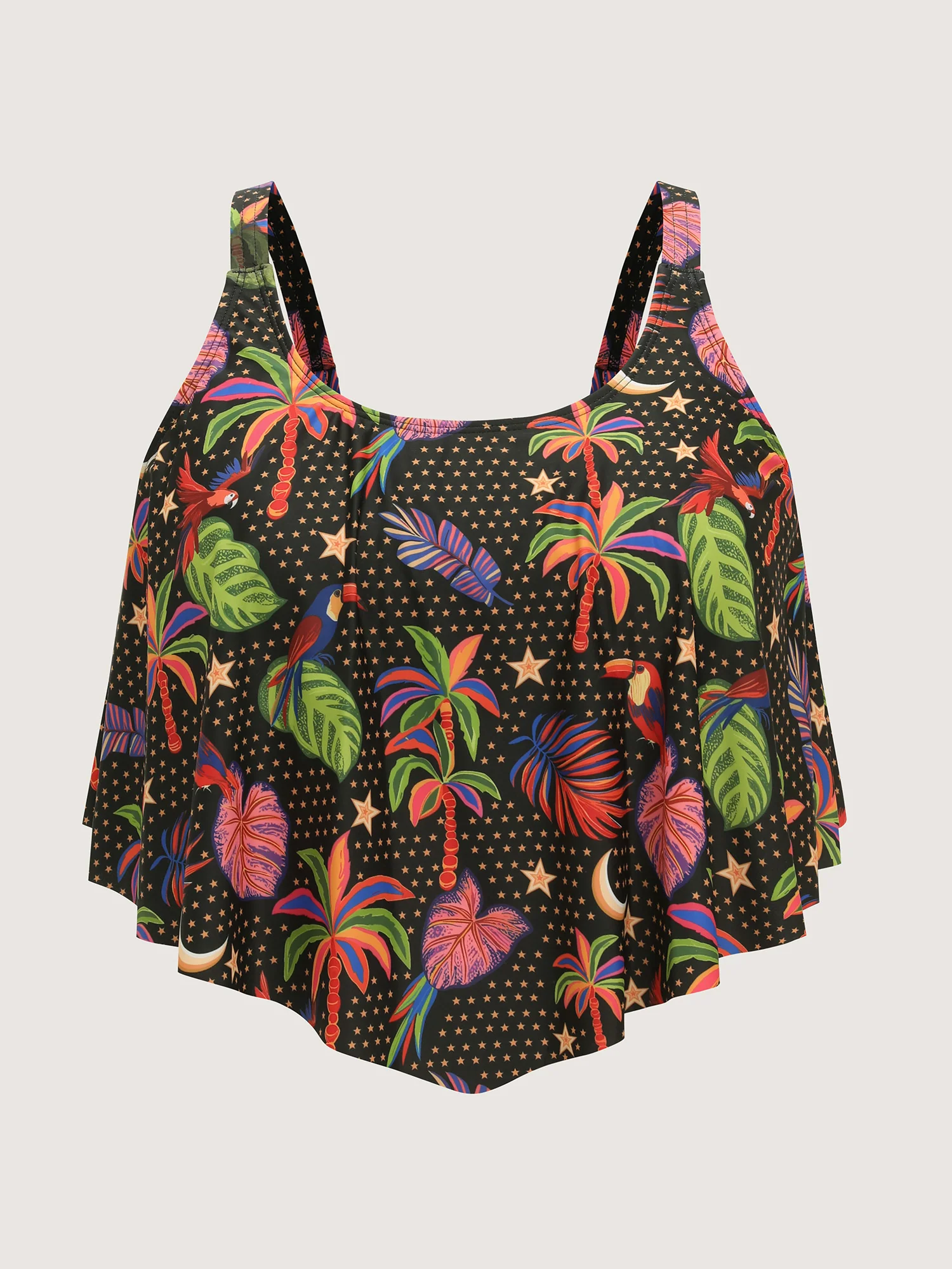 Tropical Print Flared Swim Top - Image 7