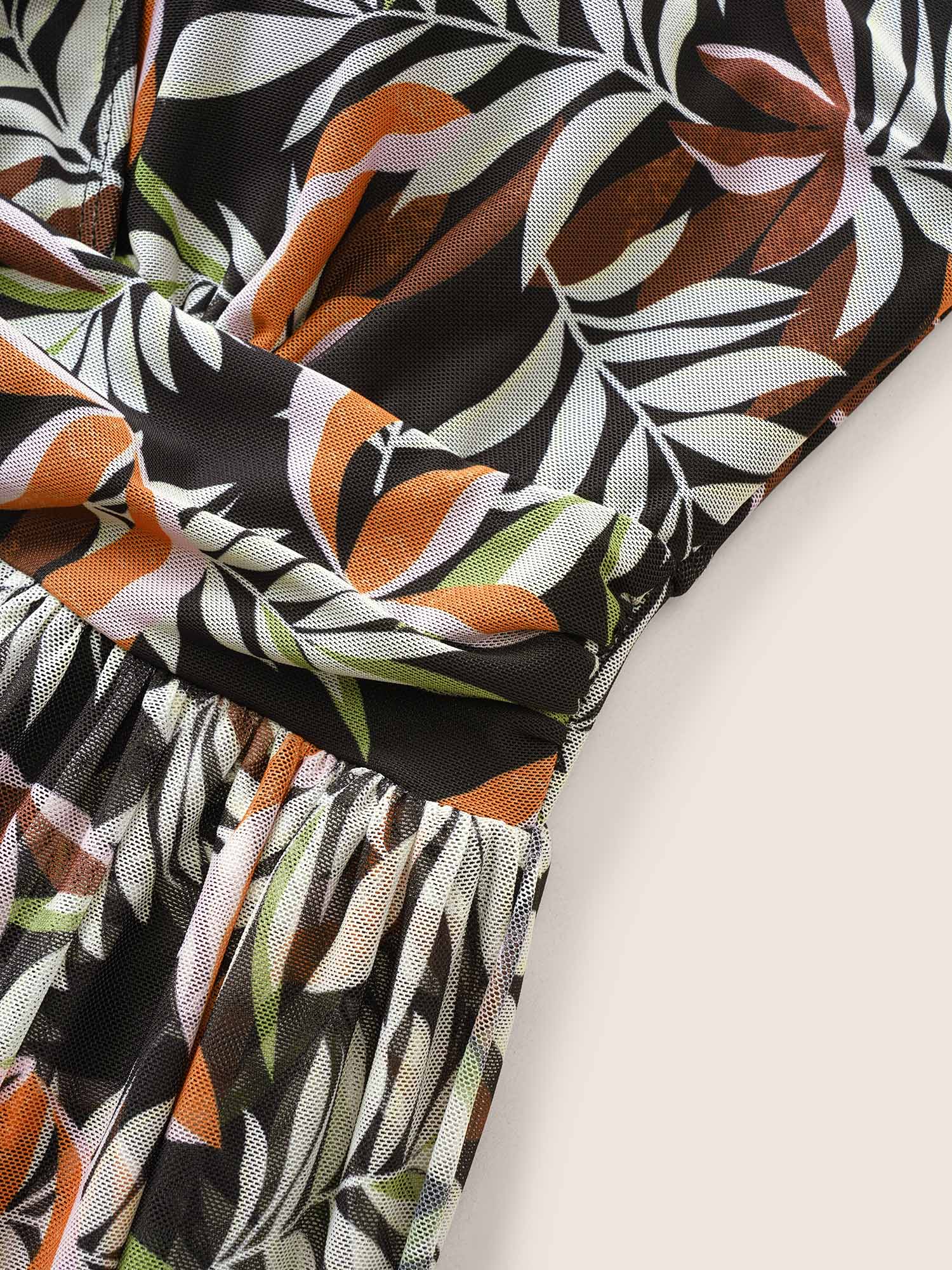 Tropical Print Gathered Split Hem Swim Dress - Image 5