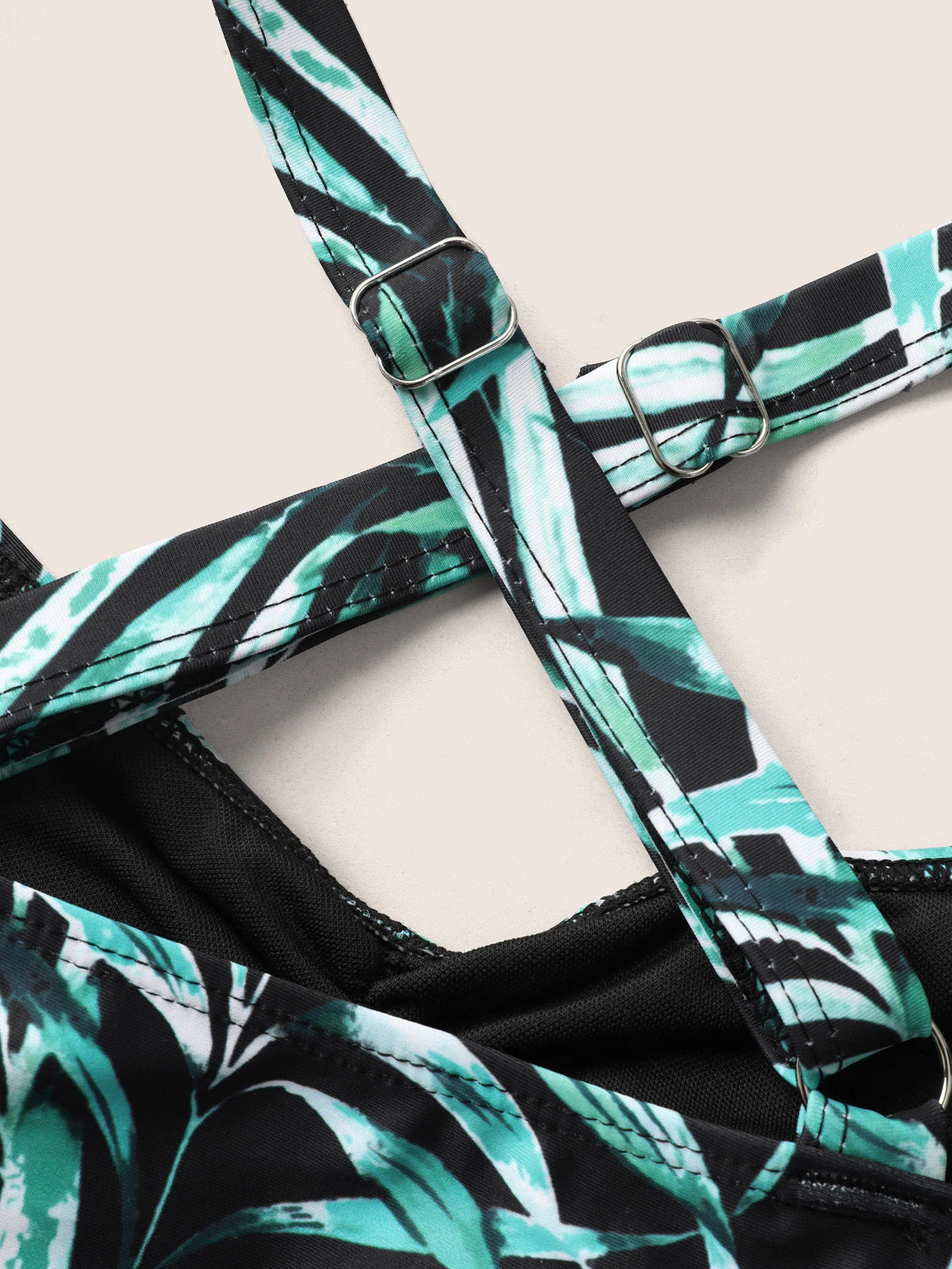 Tropical Print Heart Neckline Ruched One Piece Swimsuit - Image 6