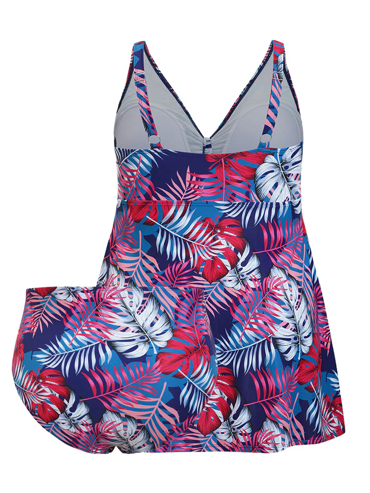 Tropical Print Knotted Front Swim Dress - Image 7