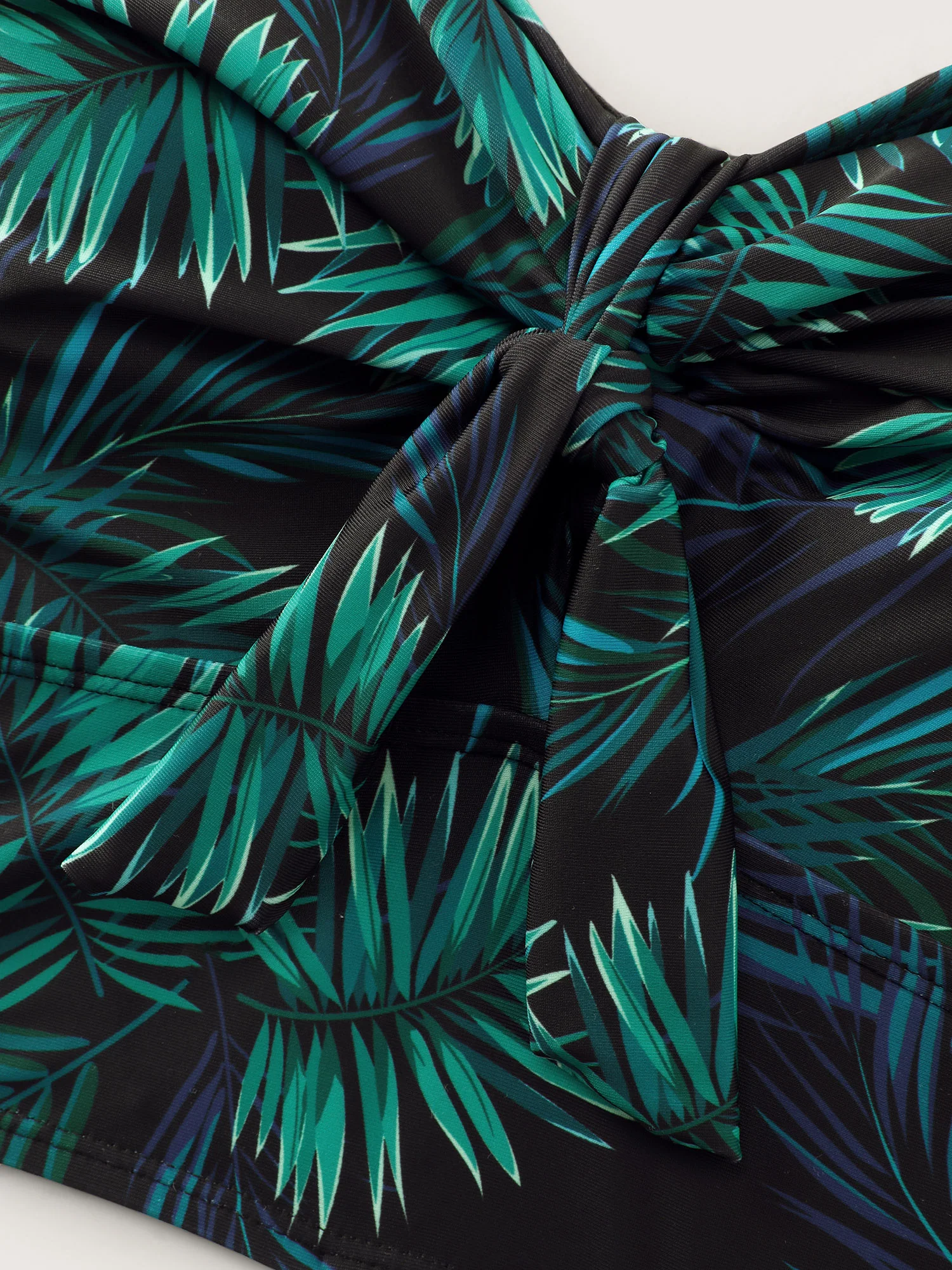Tropical Print Knotted Front Swim Top - Image 5
