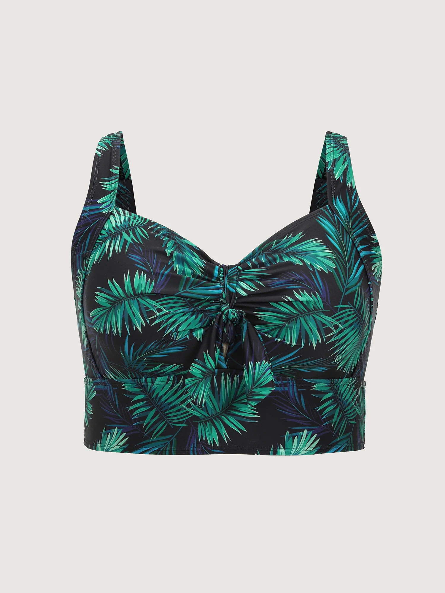 Tropical Print Knotted Front Swim Top - Image 7