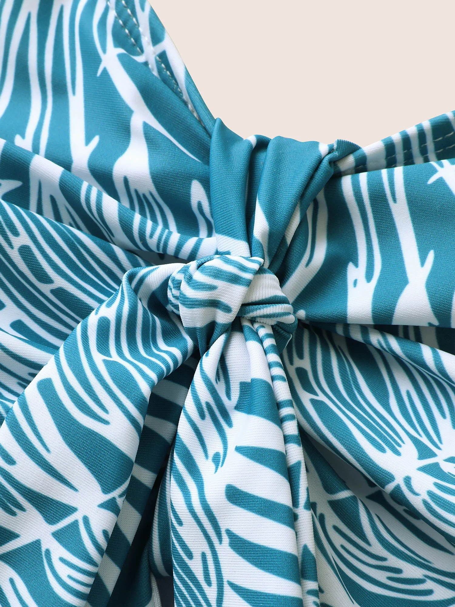 Tropical Print Knotted Gathered One Piece Swimsuit - Image 5