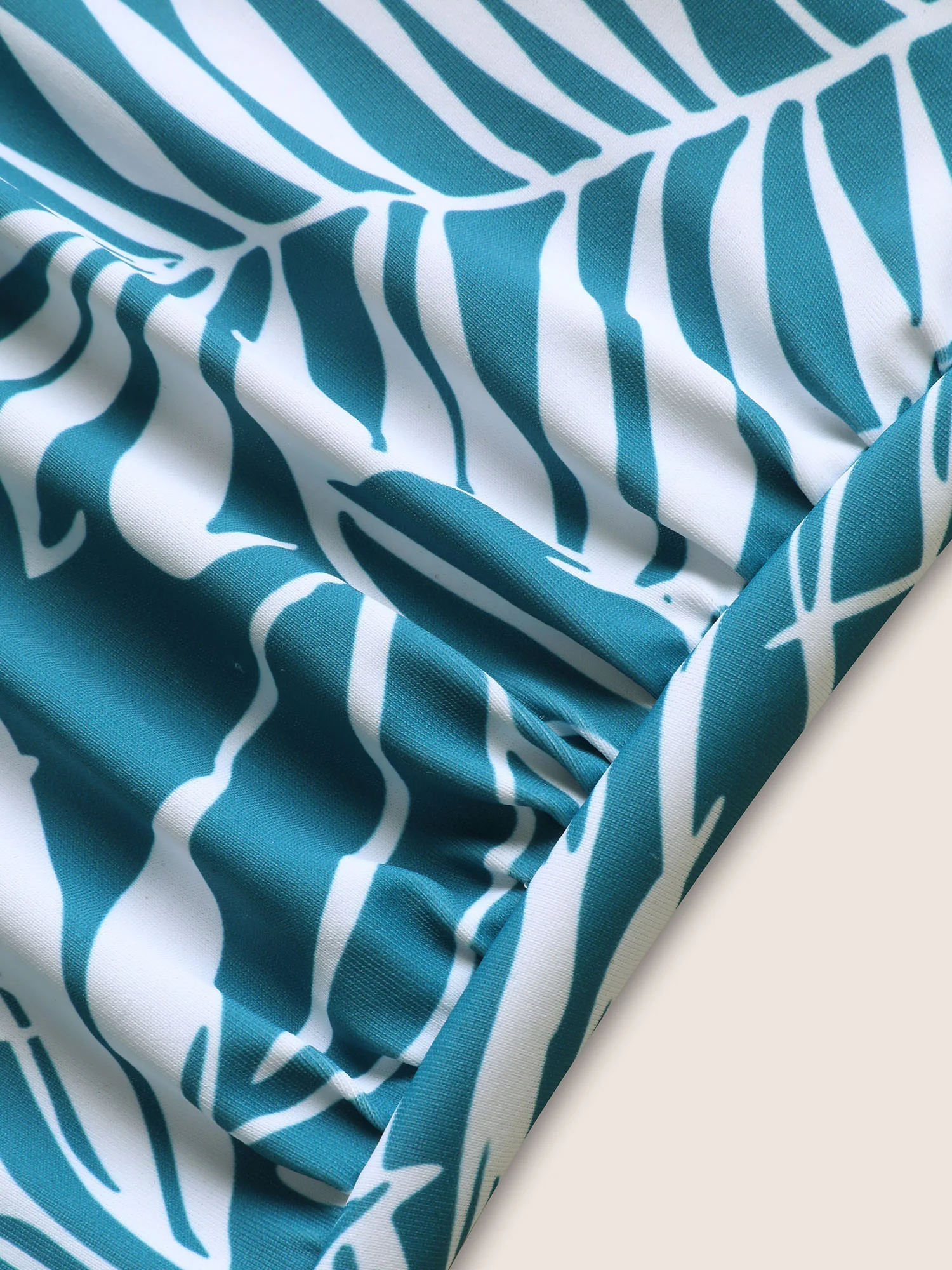 Tropical Print Knotted Gathered One Piece Swimsuit - Image 6