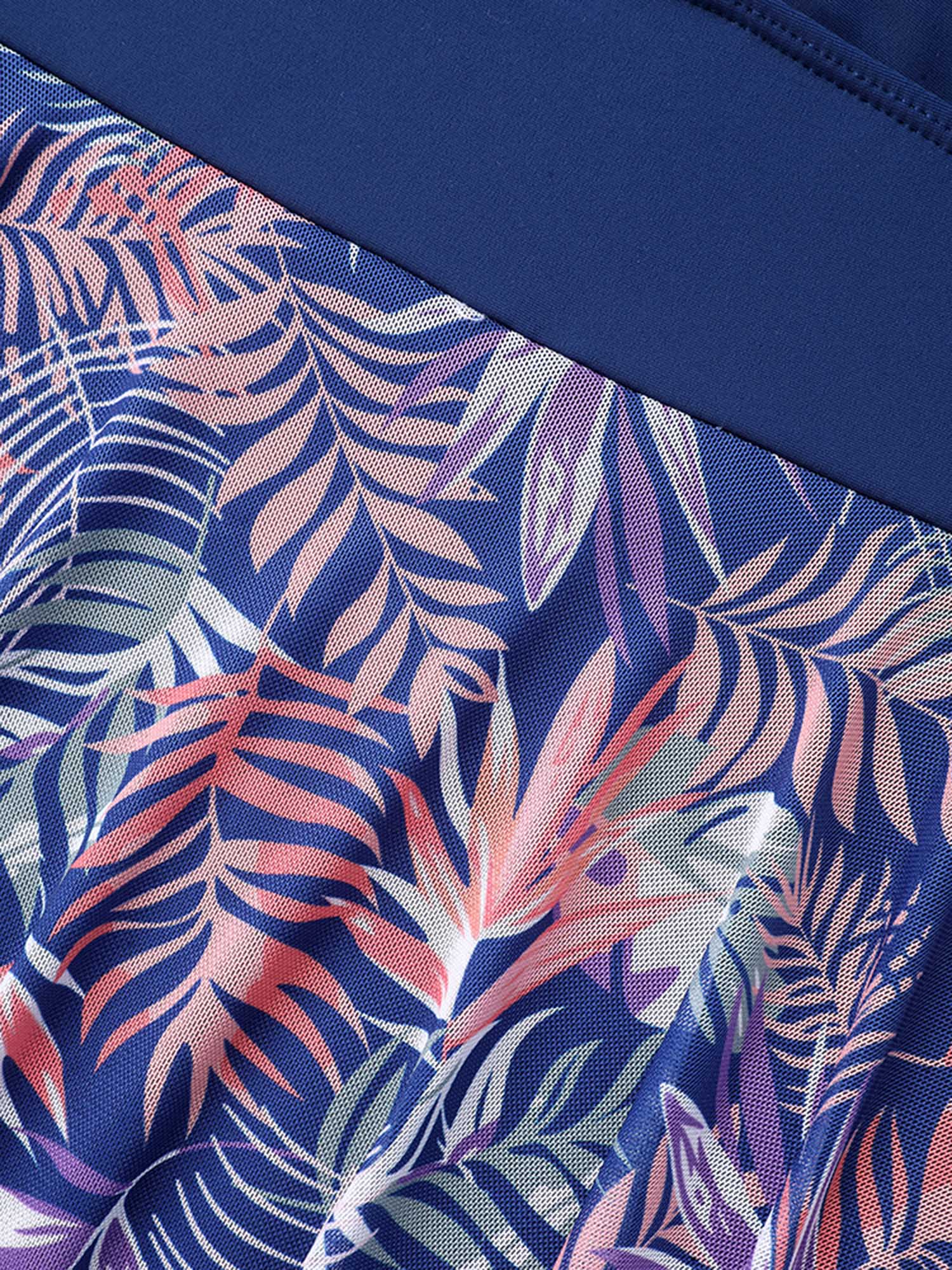 Tropical Print Mesh Twist Front Swim Dress - Image 8
