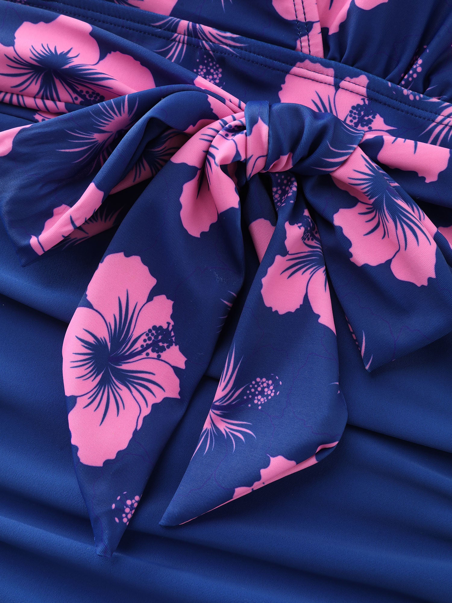 Tropical Print Non-Removable Belt One-Piece Swimsuit - Image 5