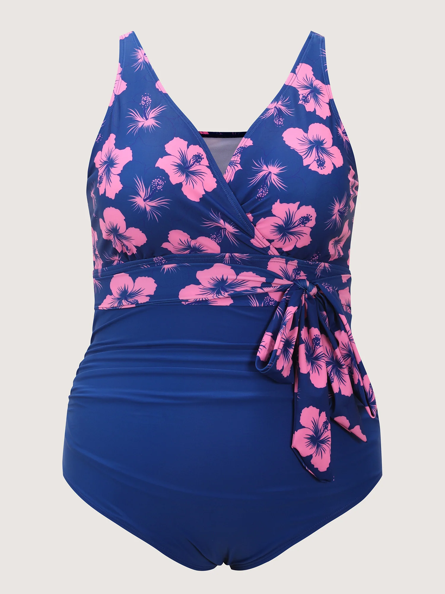 Tropical Print Non-Removable Belt One-Piece Swimsuit - Image 7