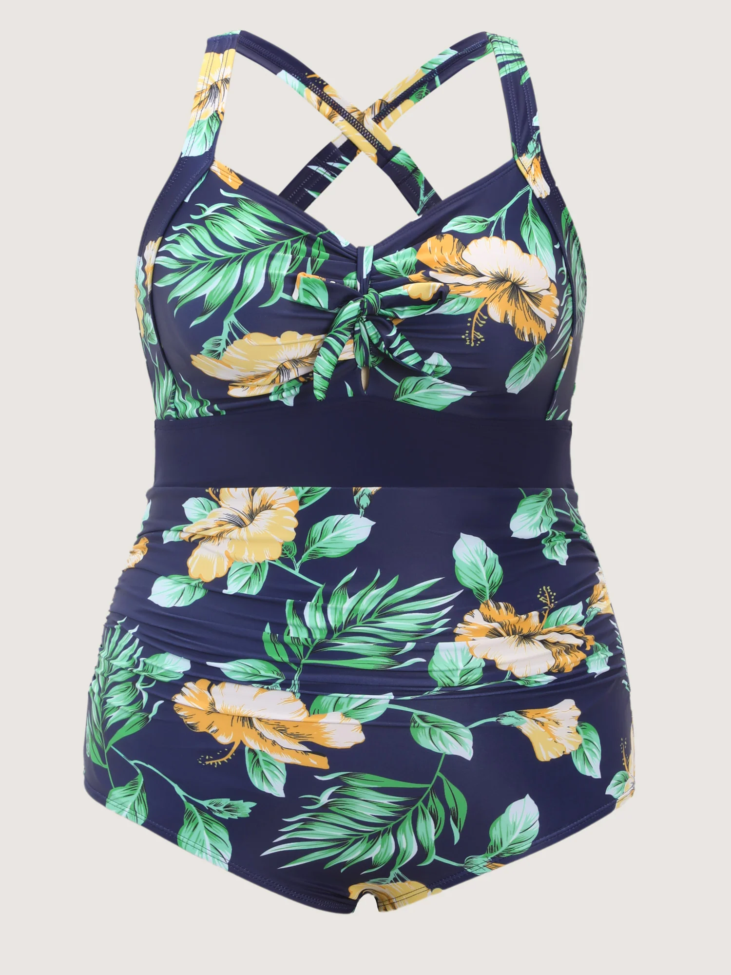 Tropical Print One Piece Swimsuit Sarong Set - Image 7