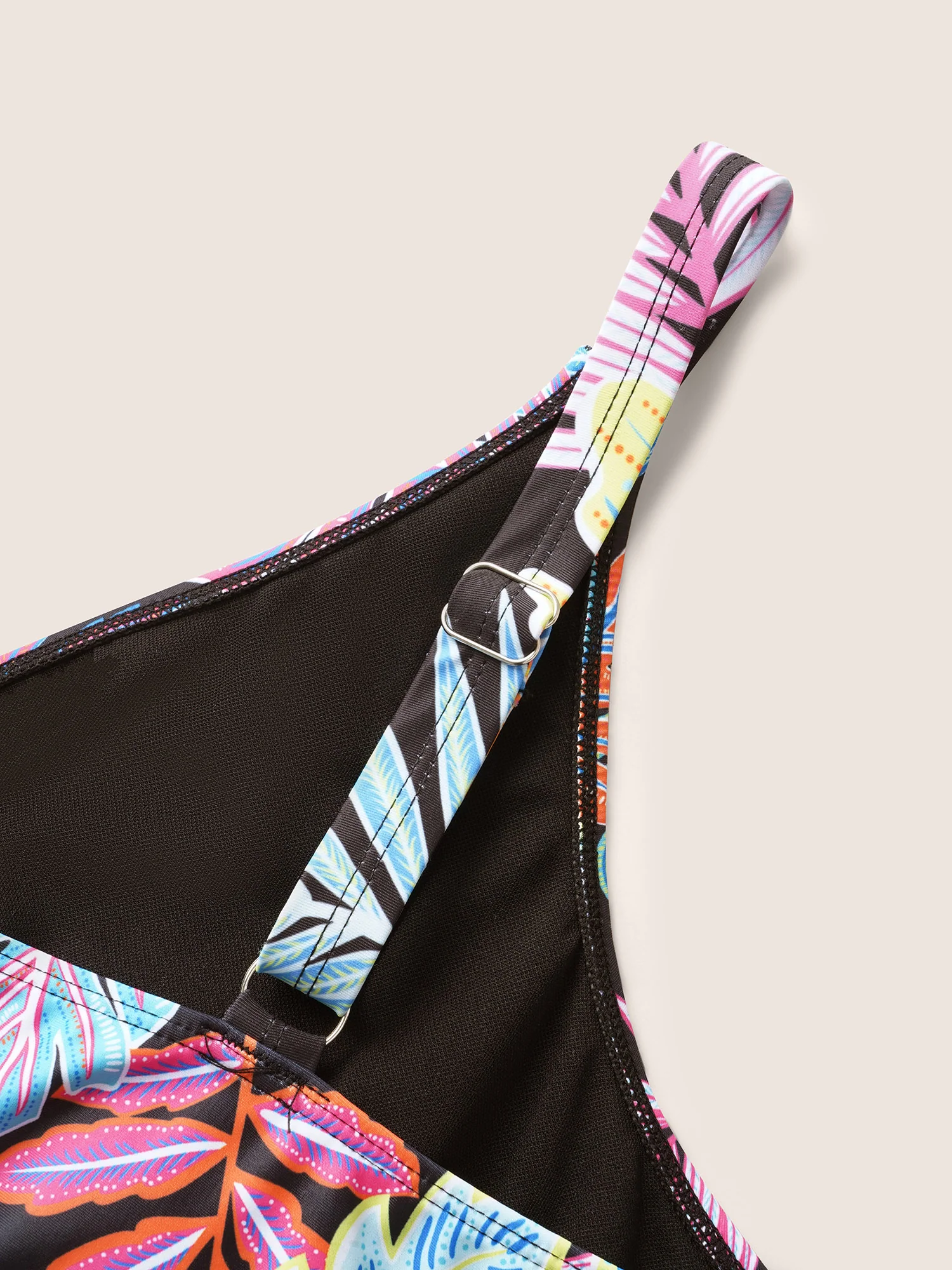 Tropical Print Overlap Collar Hanky Hem Swim Dress - Image 6