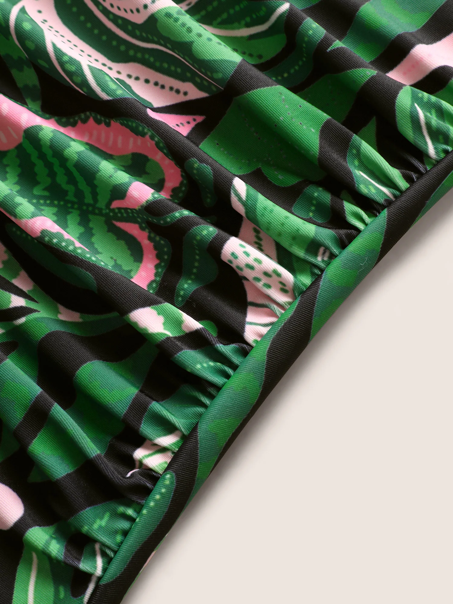 Tropical Print Patchwork Crisscross One Piece Swimsuit - Image 6