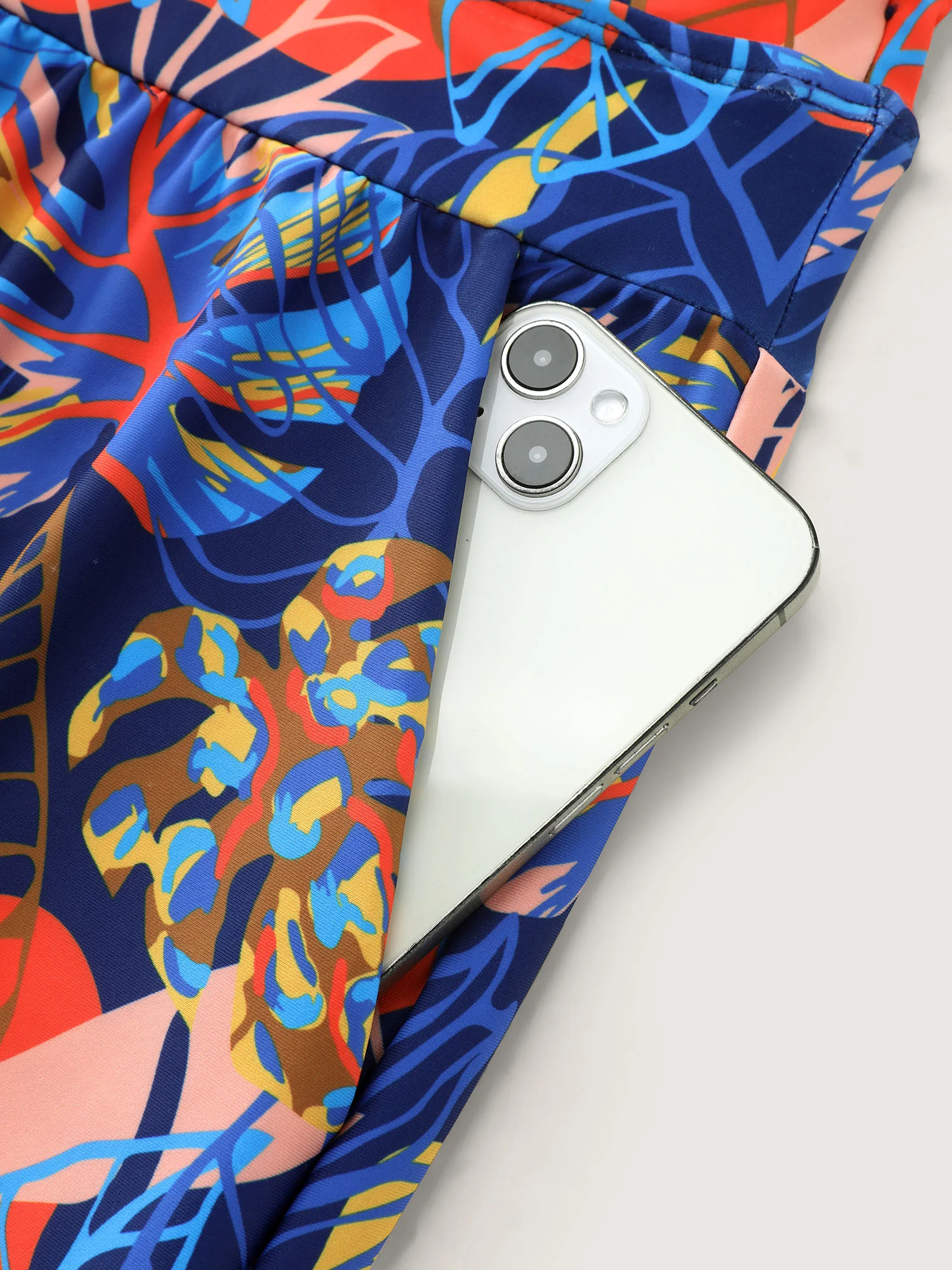 Tropical Print Pockets One-Piece Swimsuit - Image 6