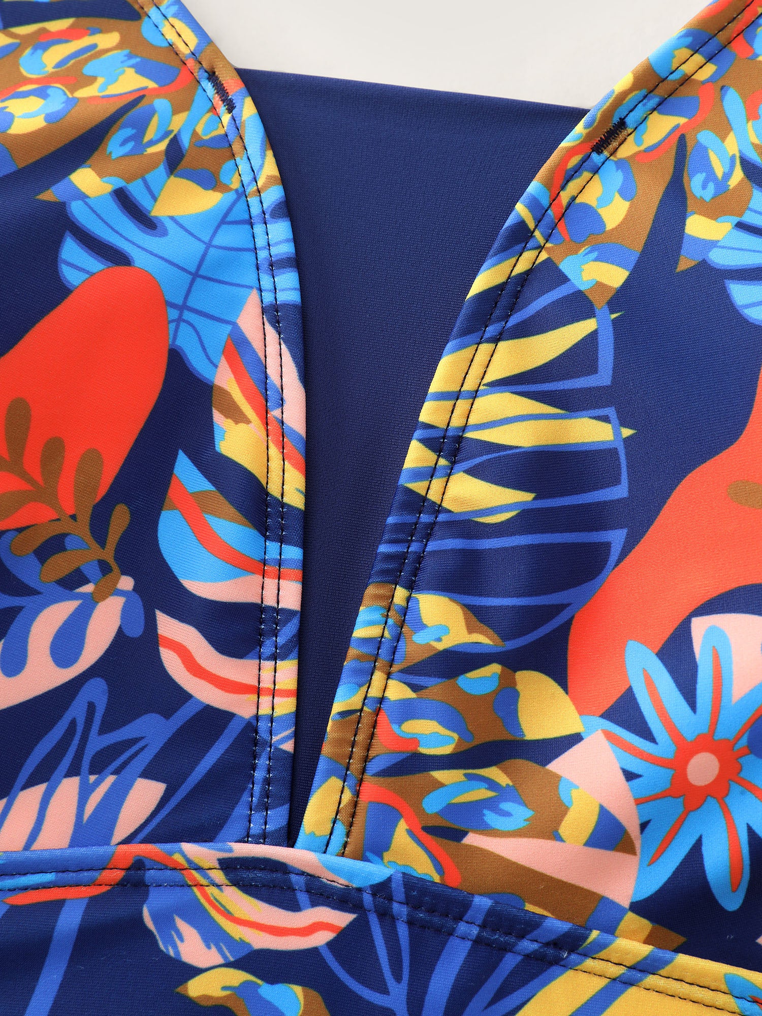 Tropical Print Pockets One-Piece Swimsuit - Image 7
