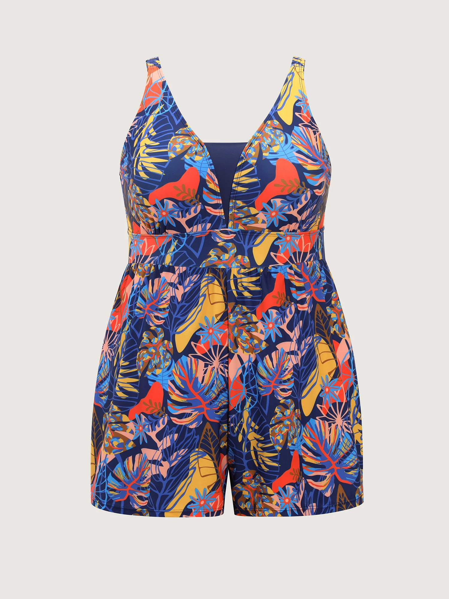 Tropical Print Pockets One-Piece Swimsuit - Image 8