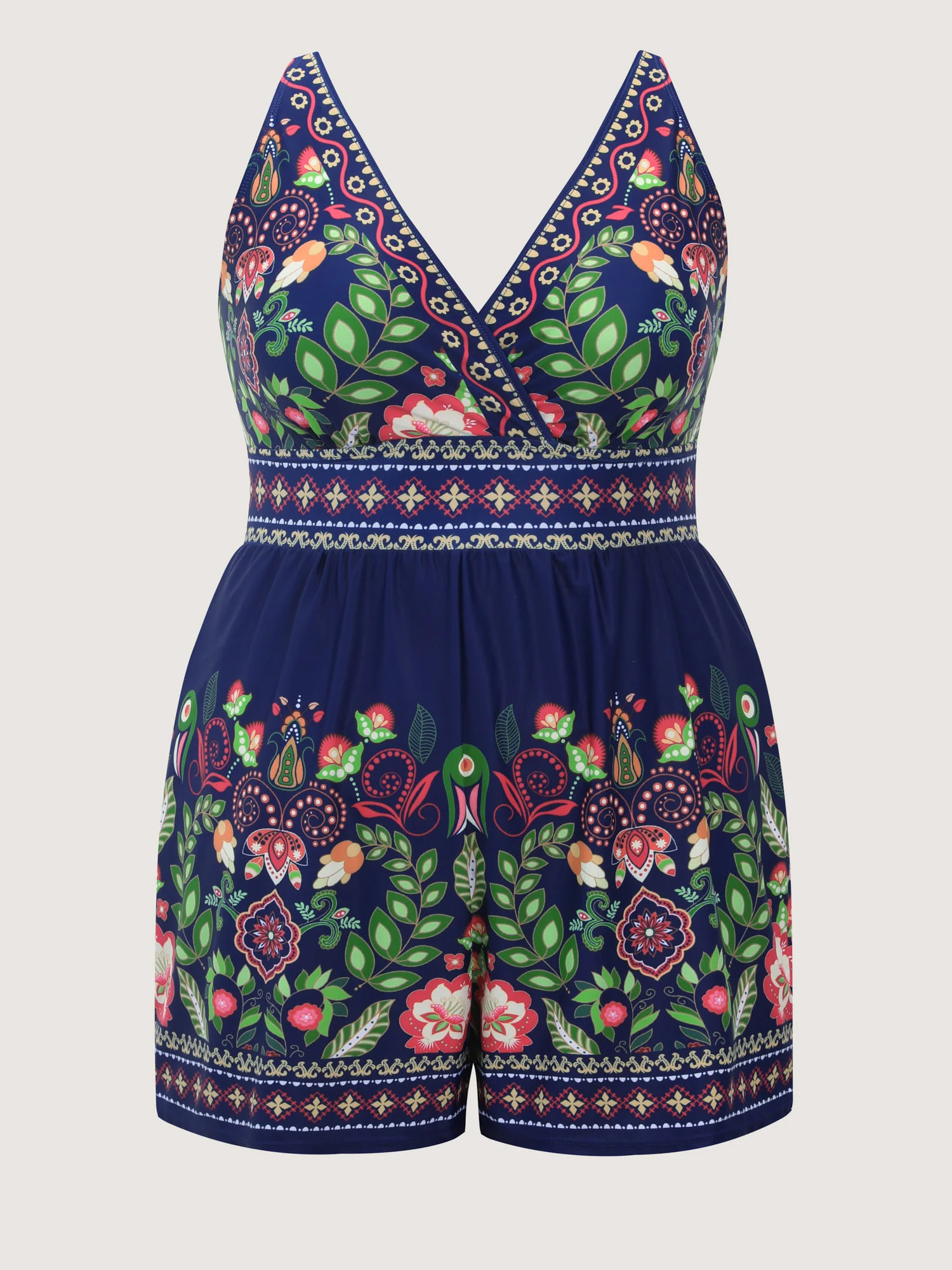 Tropical Print Pockets One-Piece Swimsuit - Image 6