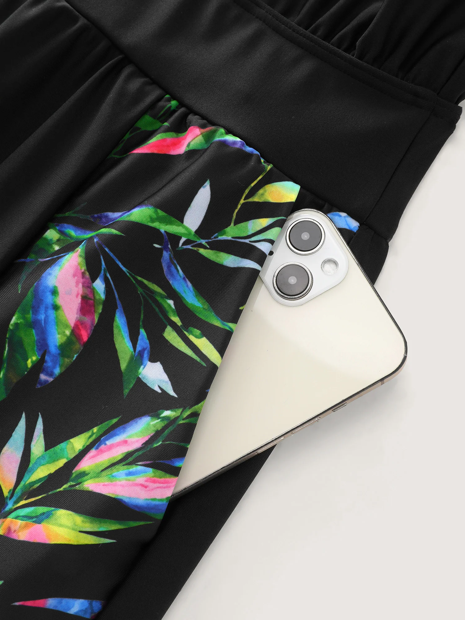 Tropical Print Pockets Swim Romper - Image 7