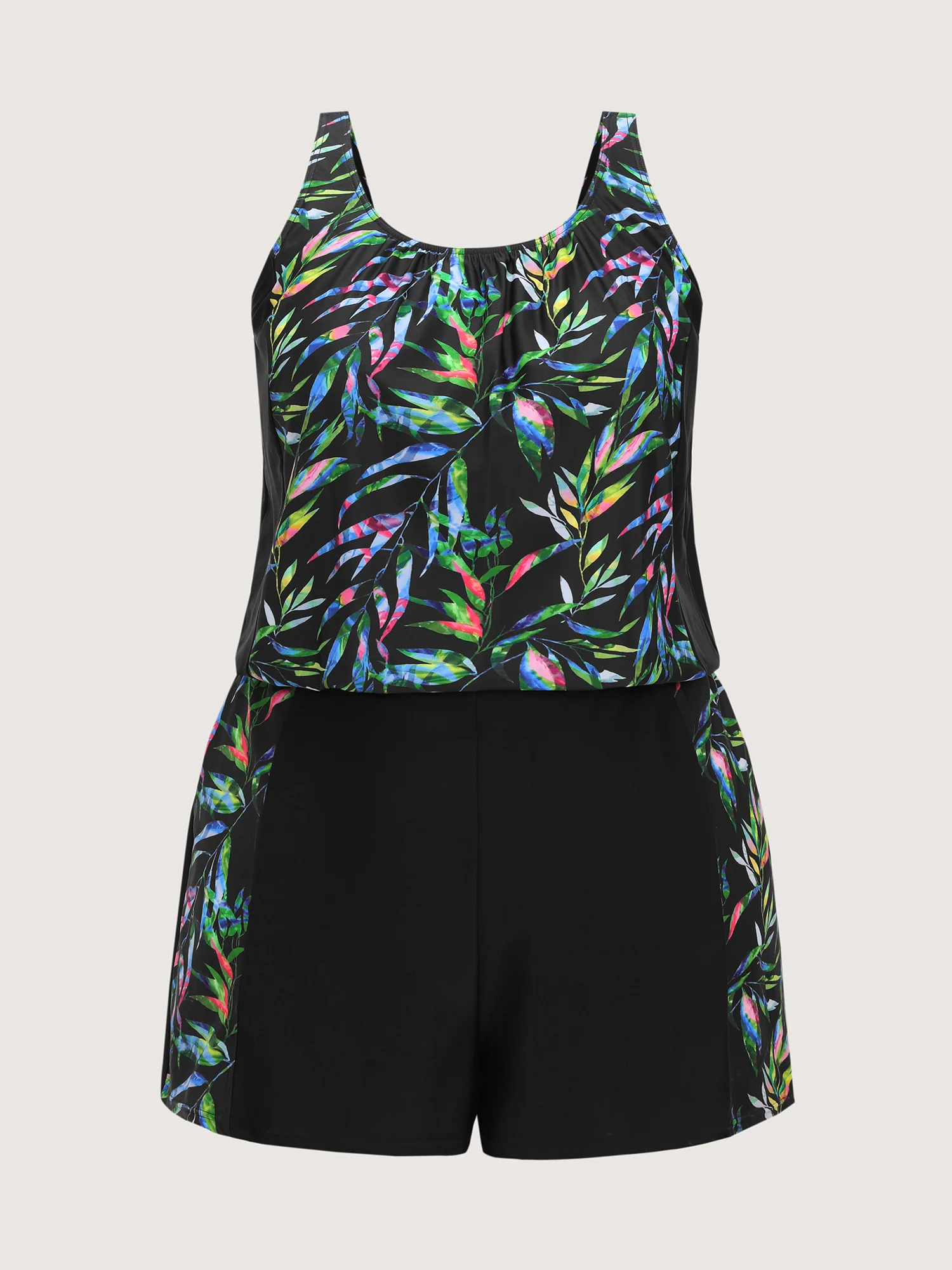 Tropical Print Pockets Swim Romper - Image 8