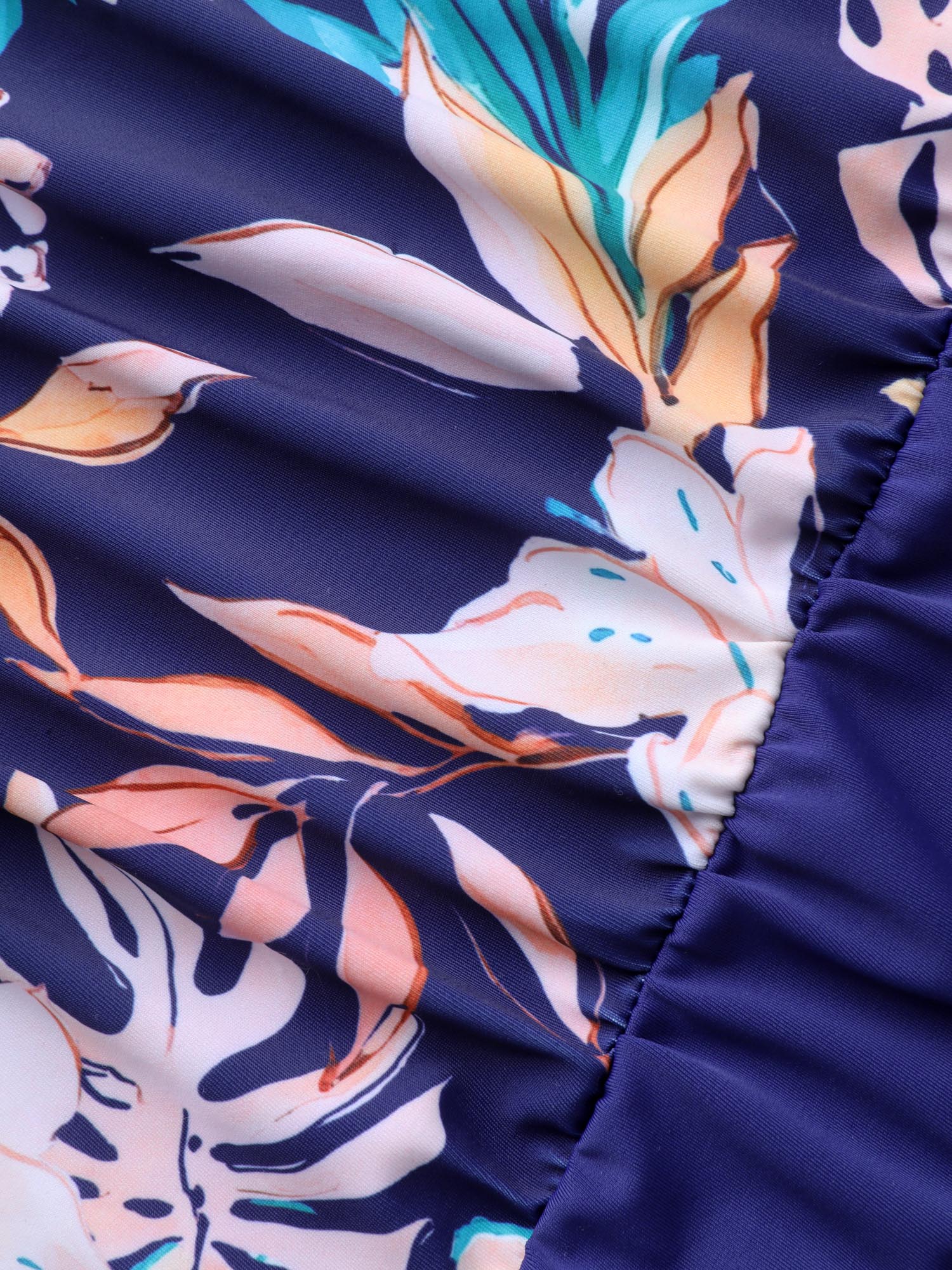 Tropical Print Ruched One-Piece Swimsuit - Image 6
