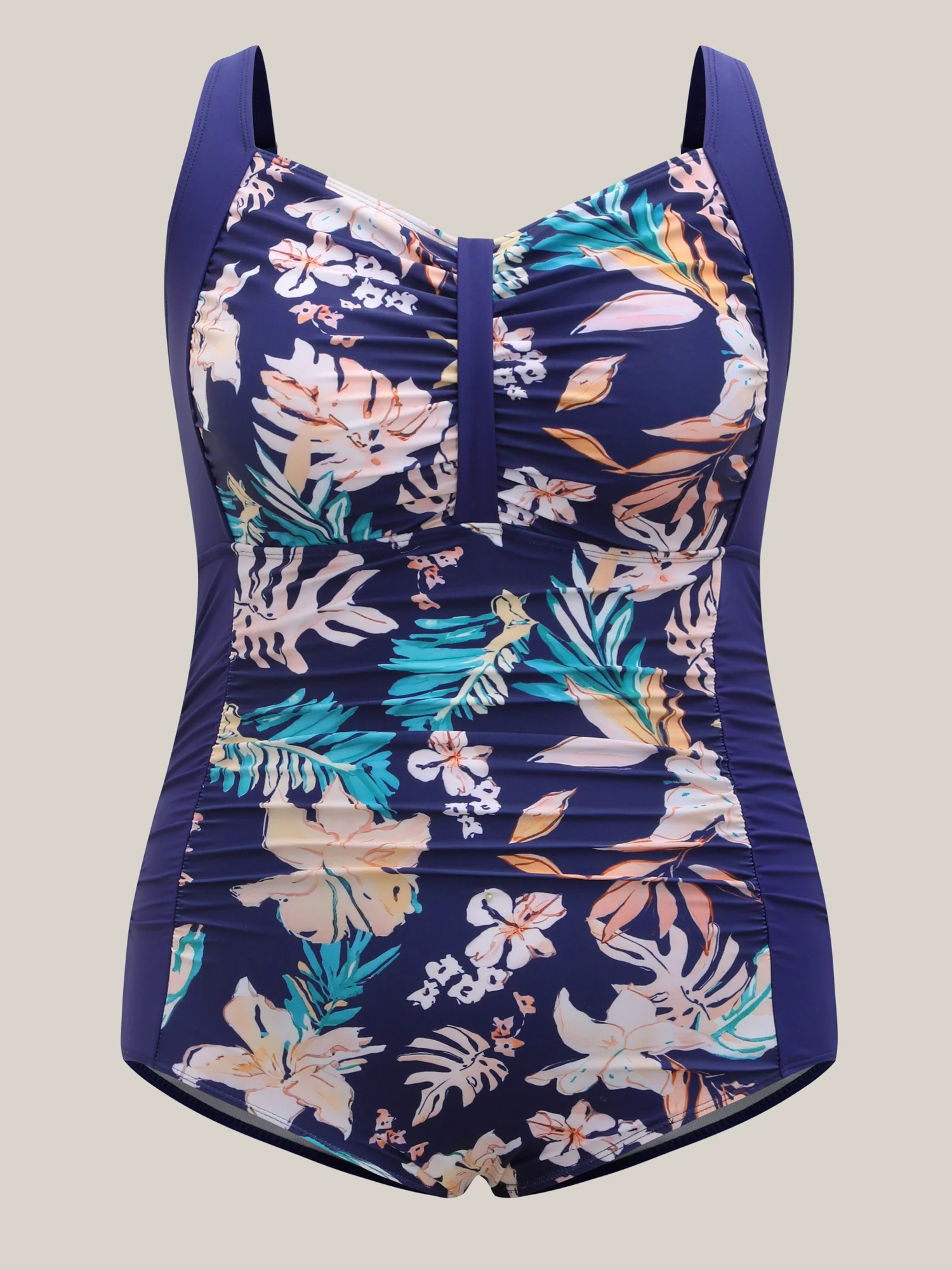 Tropical Print Ruched One-Piece Swimsuit - Image 7