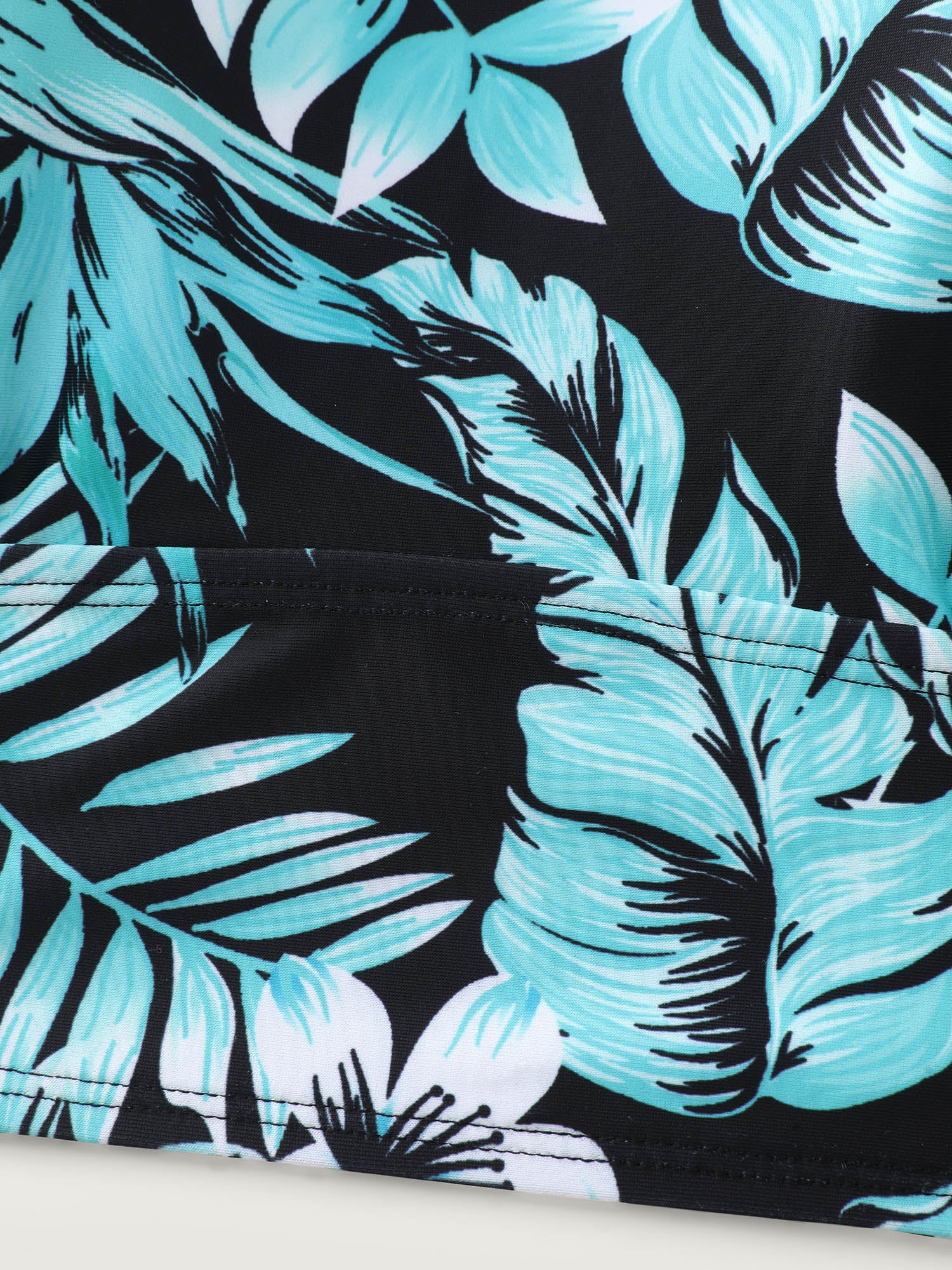 Tropical Print Scoop Neck Swim Top - Image 6