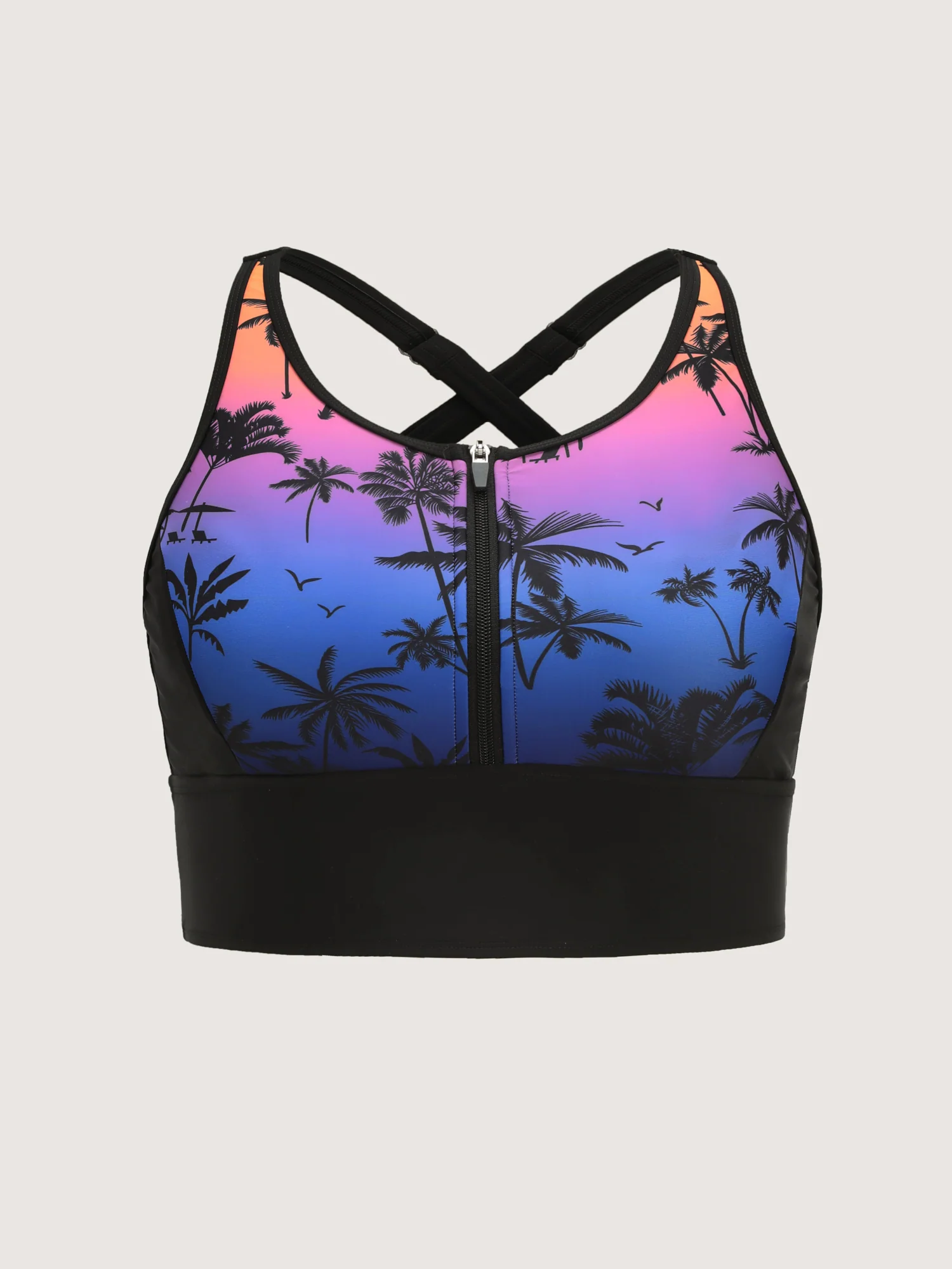Tropical Print Smooth Core Swim Top - Image 8