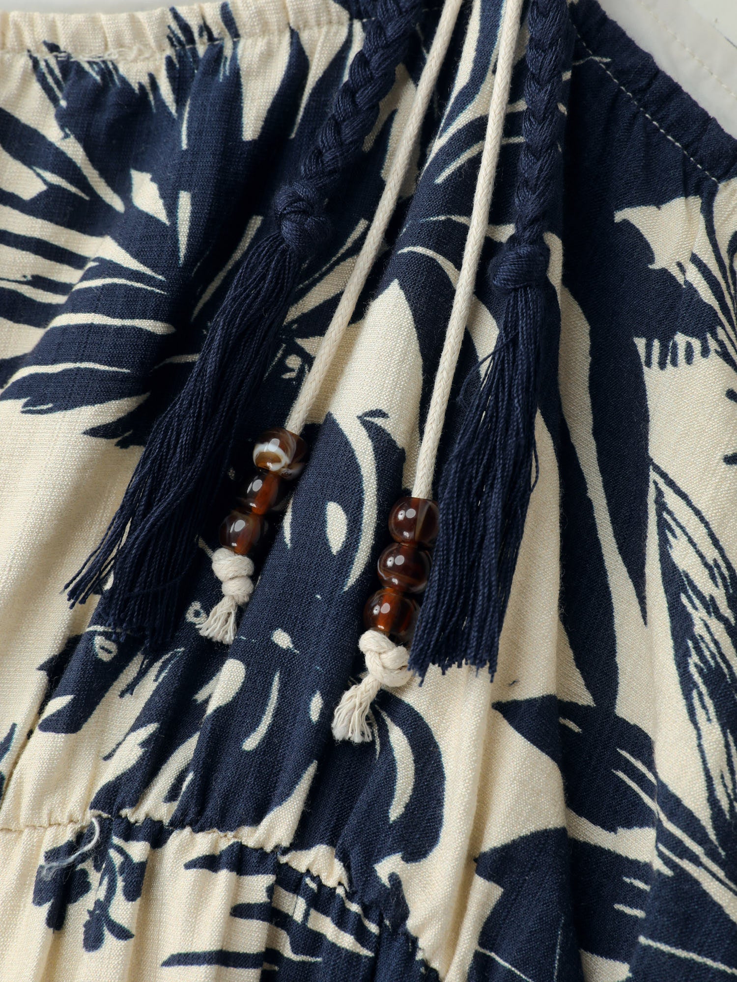 Tropical Print Stretchy Waist Midi Dress - Image 5