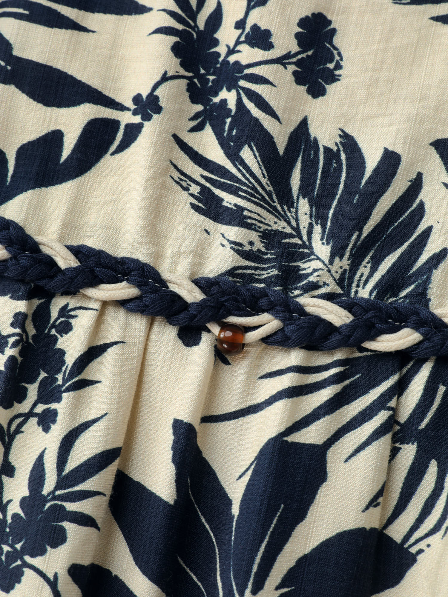 Tropical Print Stretchy Waist Midi Dress - Image 6