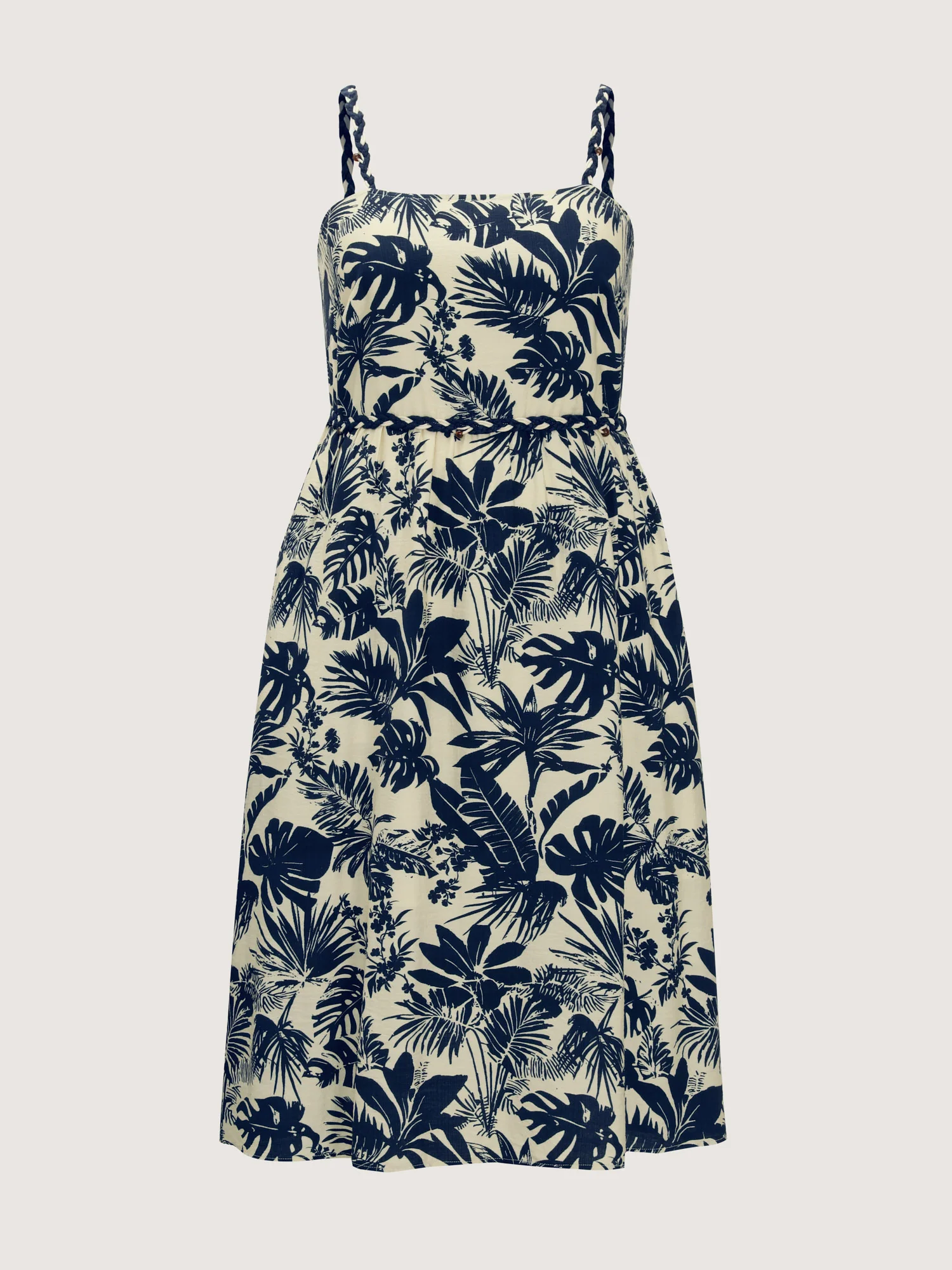 Tropical Print Stretchy Waist Midi Dress - Image 7