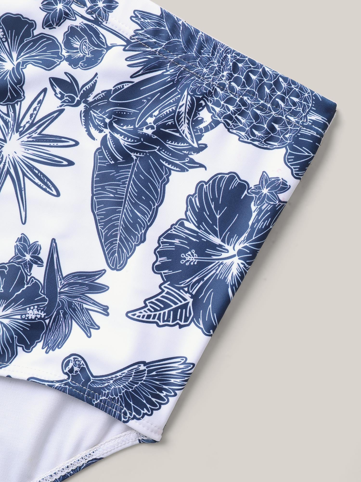Tropical Print Twist Front Swim Dress - Image 11