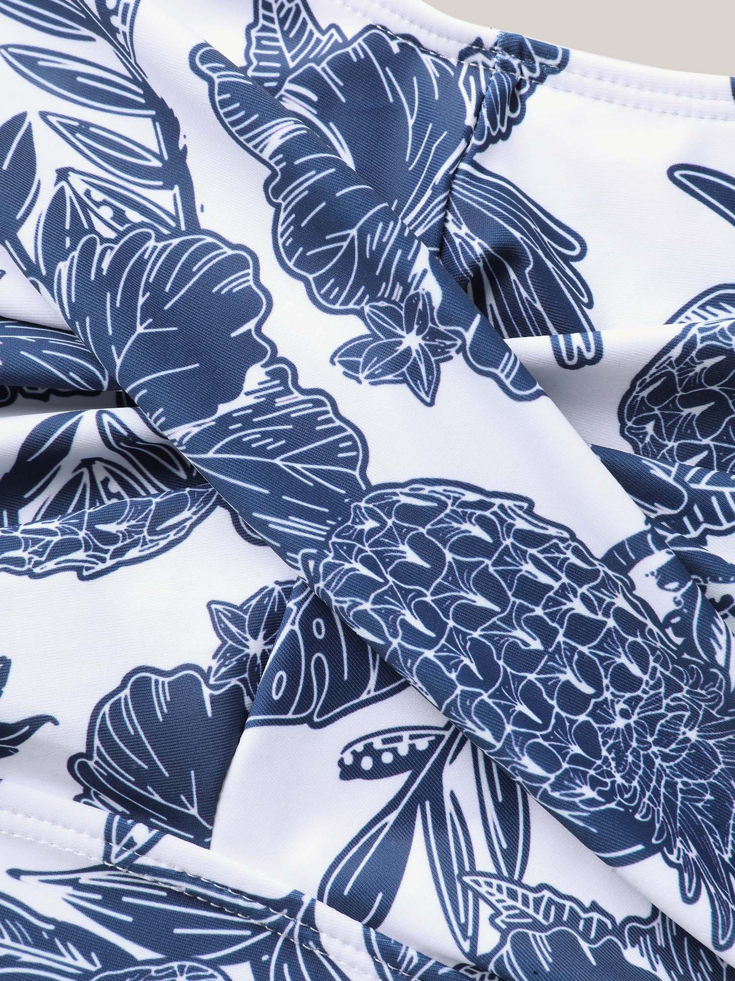 Tropical Print Twist Front Swim Dress - Image 9