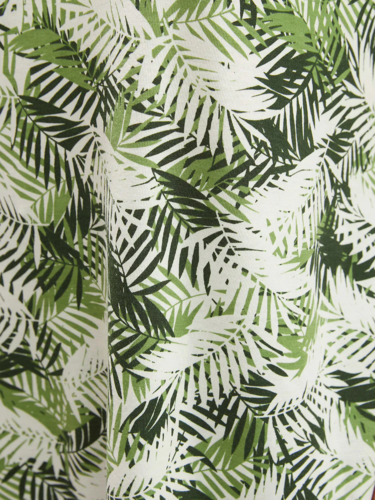 Tropical Print V Neck Contrast T-shirt - Image 8