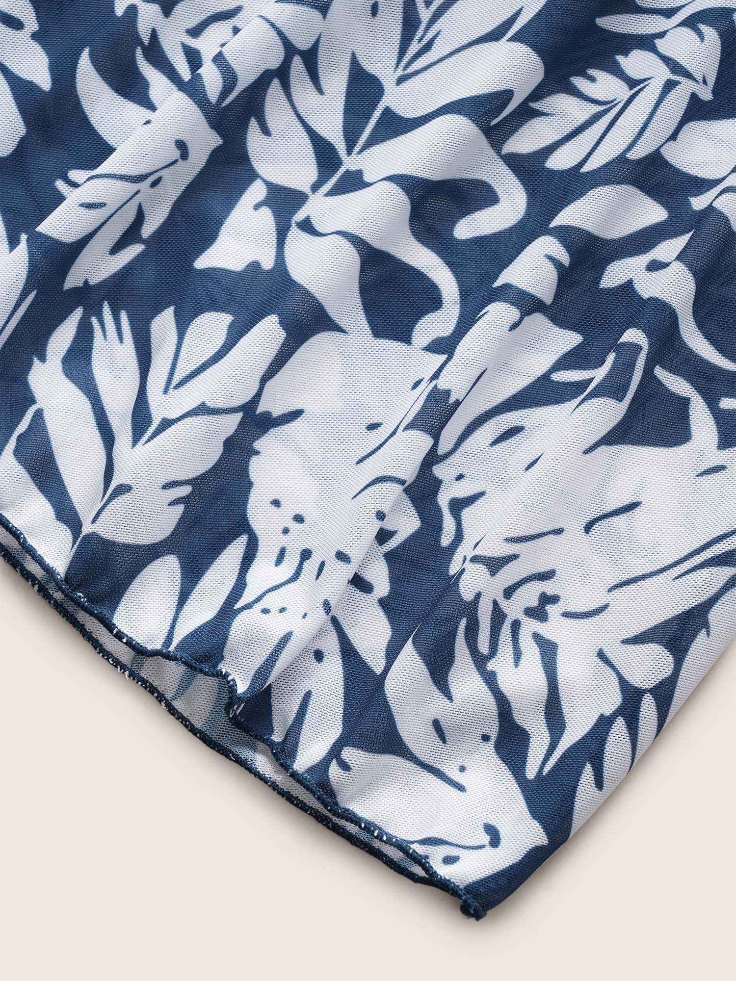 Tropical Print V Neck Sleeveless Swim Dress - Image 5