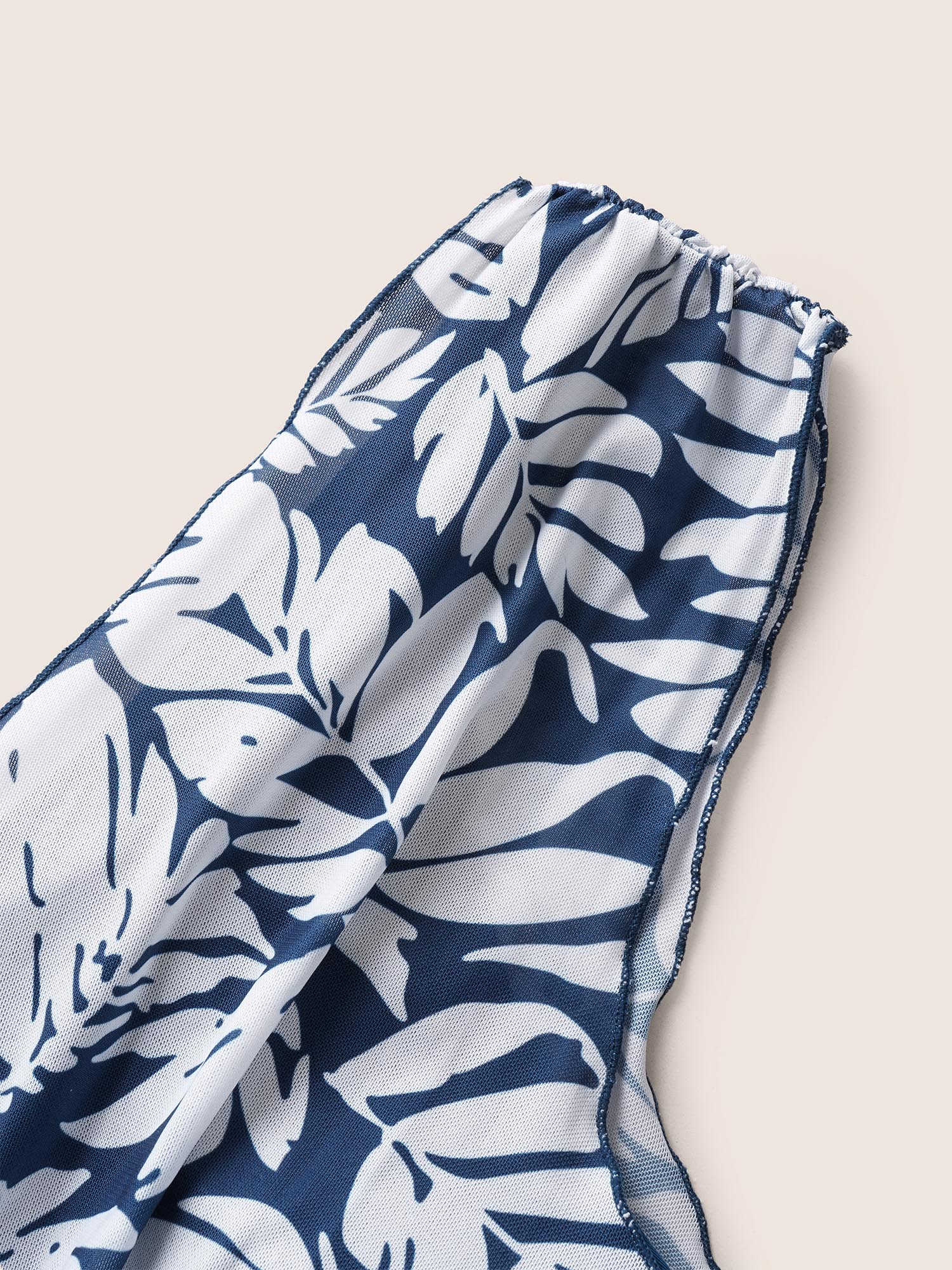 Tropical Print V Neck Sleeveless Swim Dress - Image 6