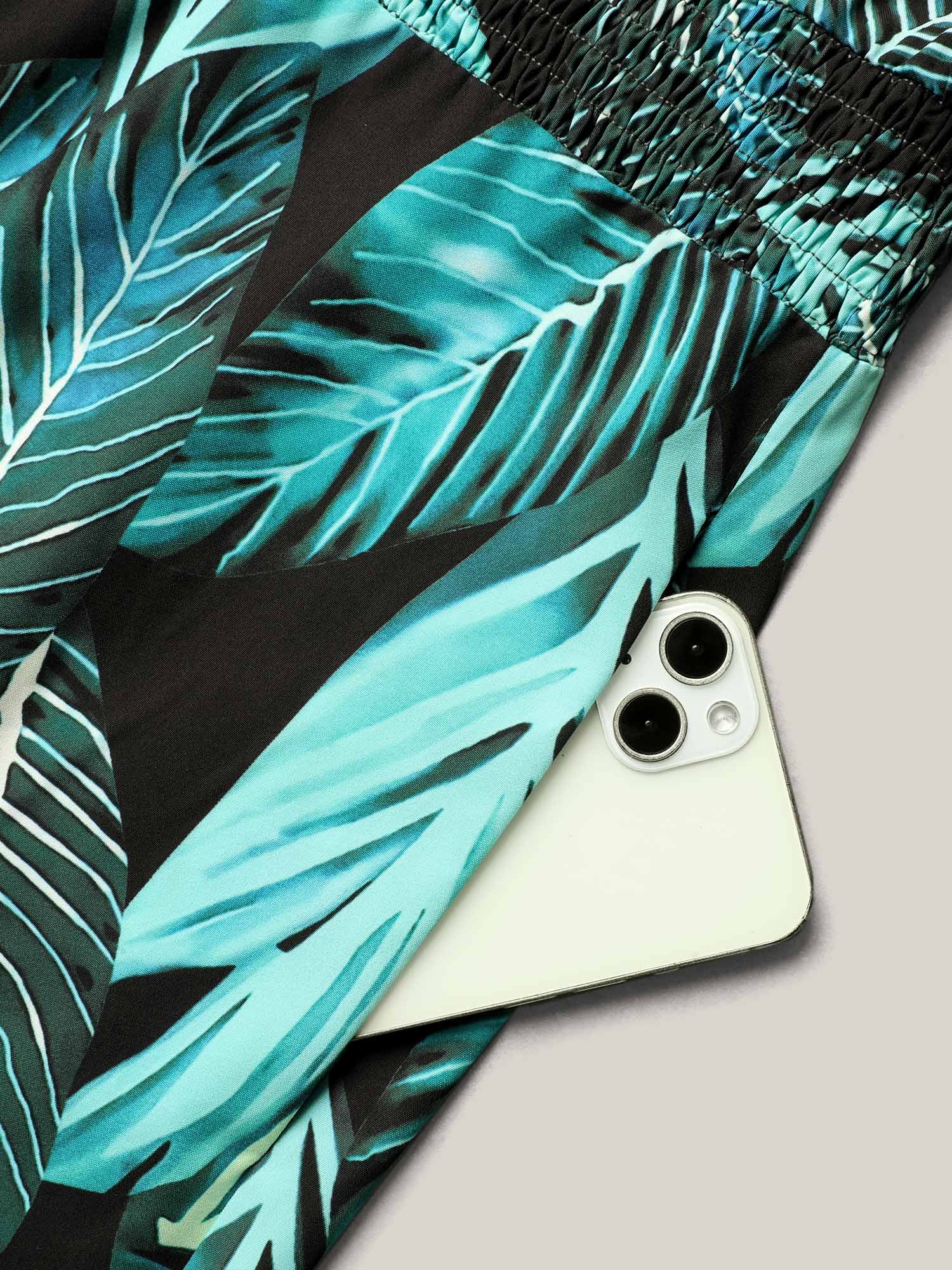 Tropical Print Waist-Cinched Pockets Jumpsuit - Image 5