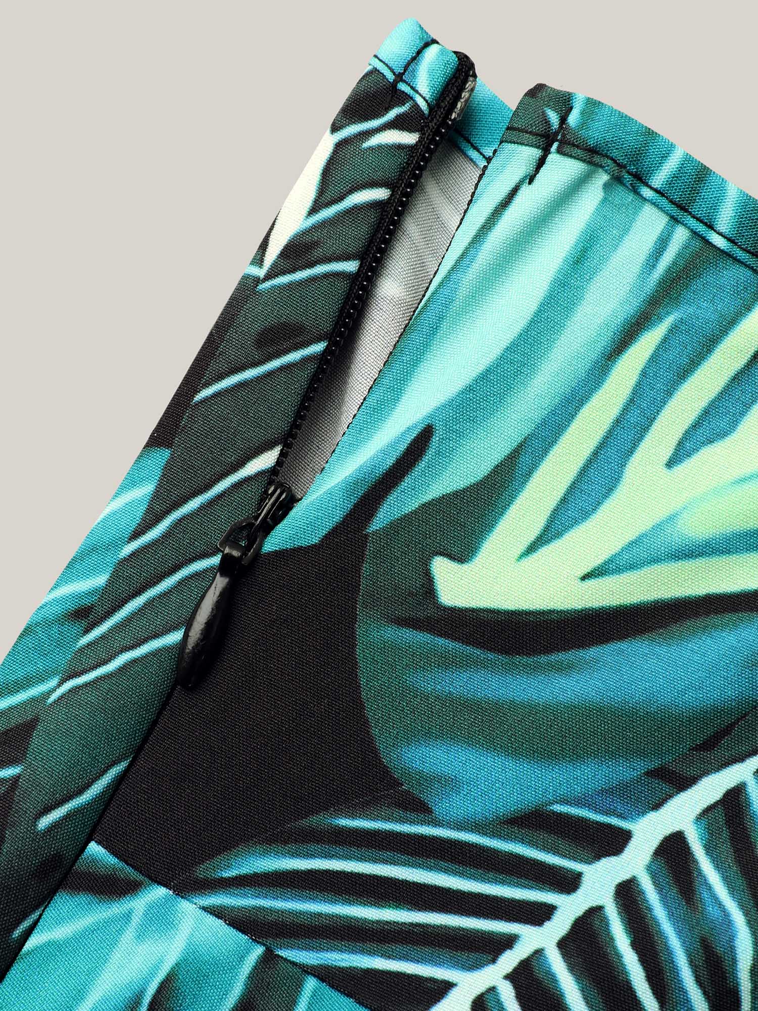 Tropical Print Waist-Cinched Pockets Jumpsuit - Image 6