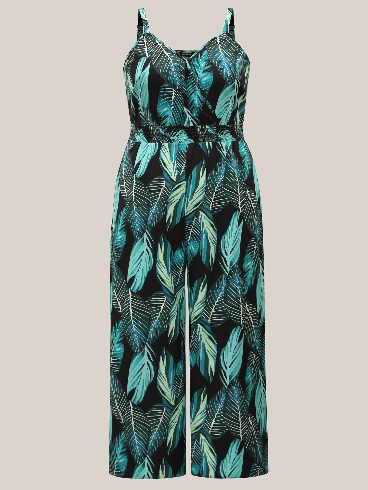 Tropical Print Waist-Cinched Pockets Jumpsuit - Image 7