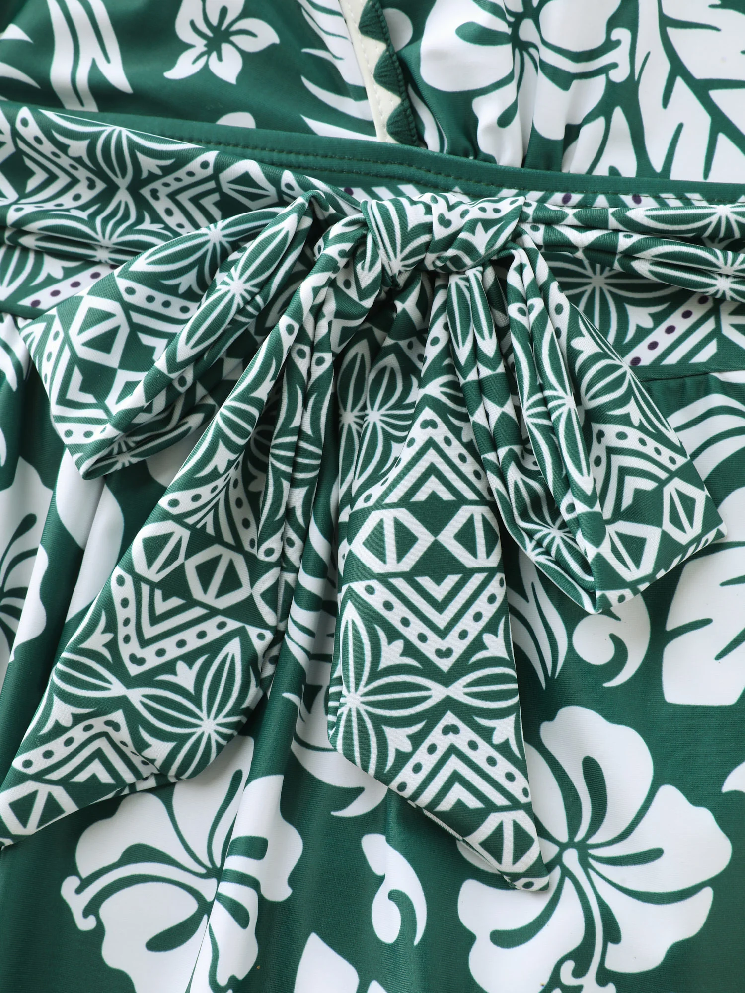 Tropical Print Waist-Tie One-Piece Swimsuit - Image 7
