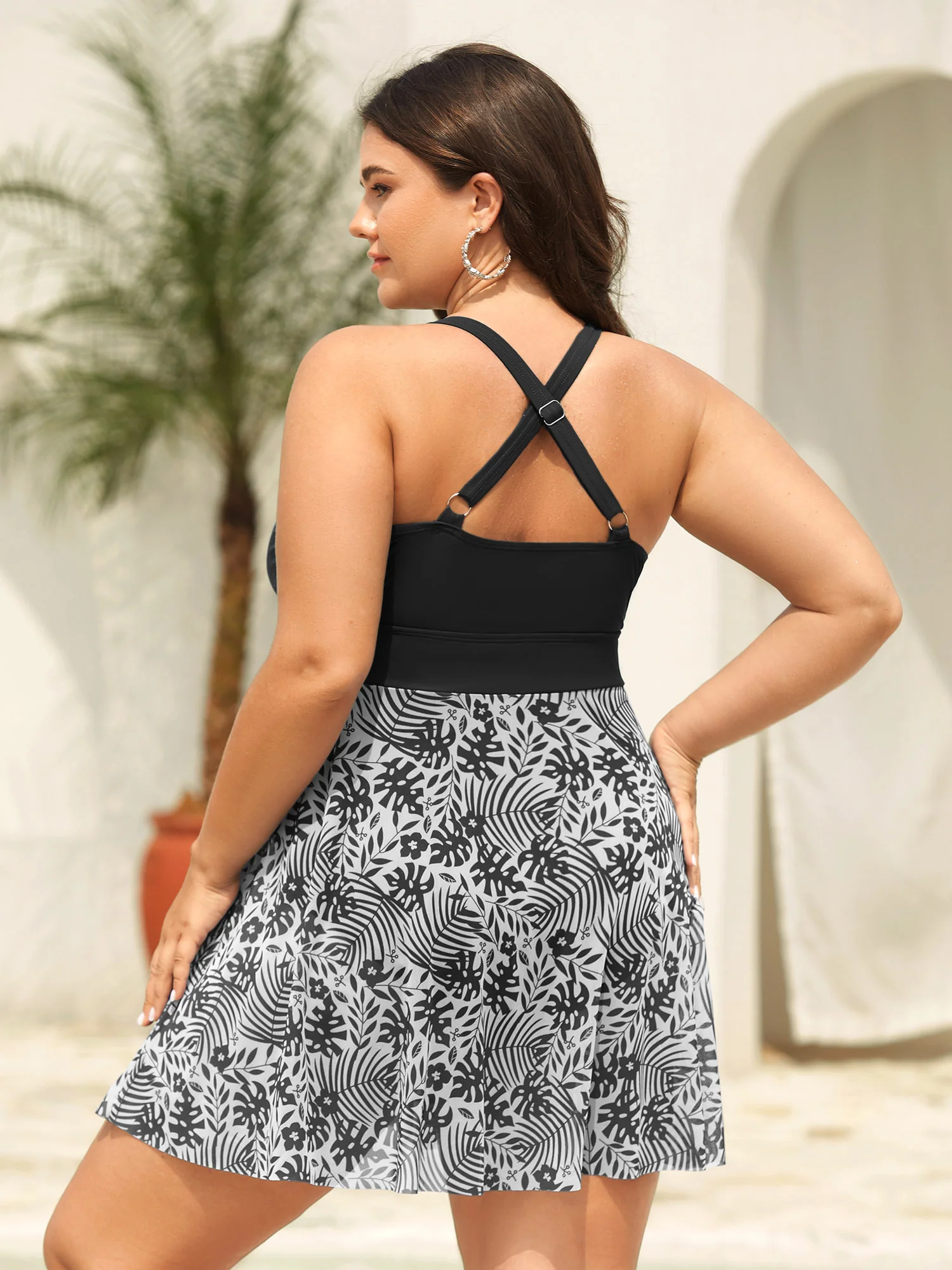Tropical Split Mesh Belted Swim Dress - Image 10