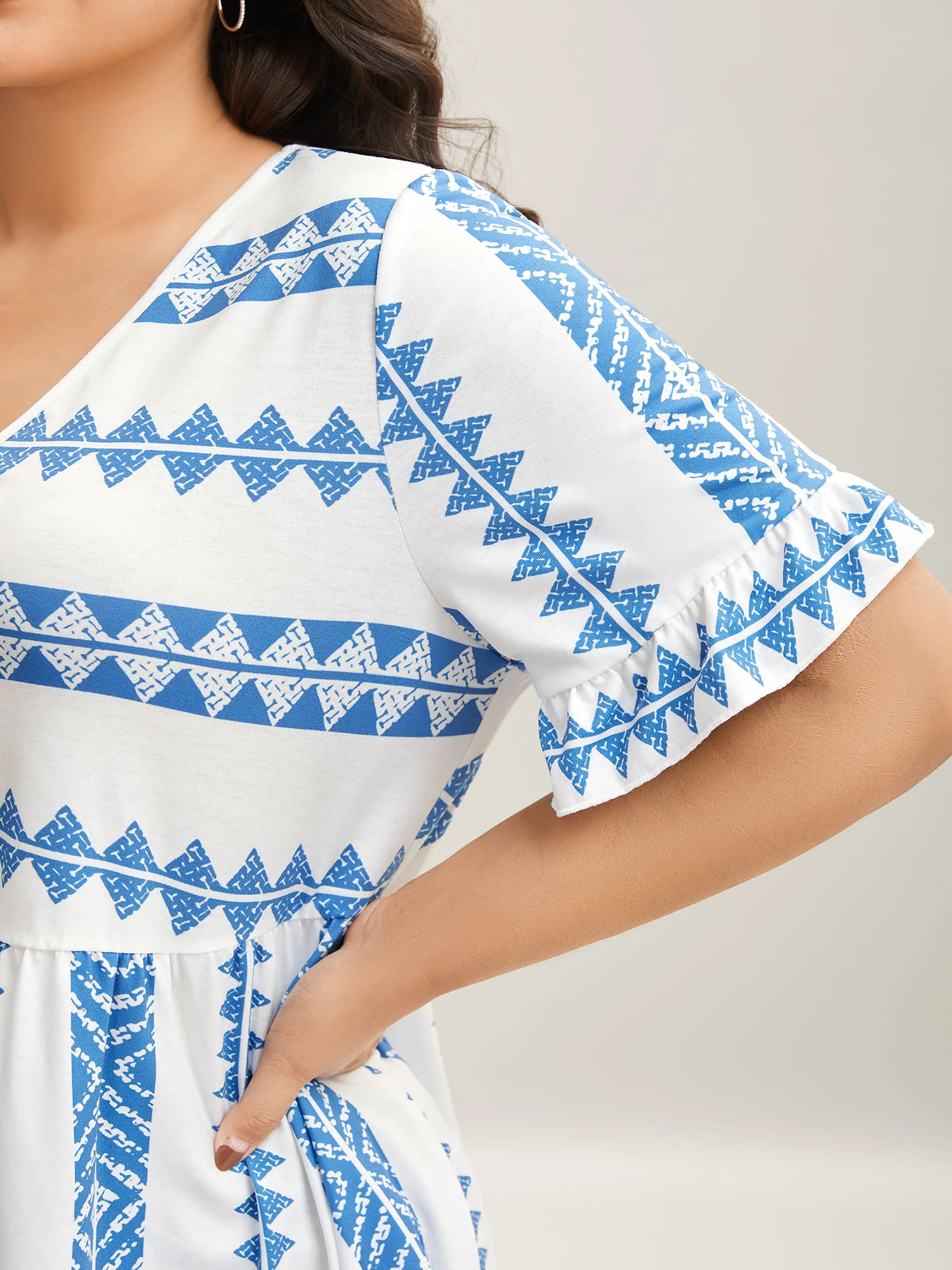 Tropical Stripes Pleated Knit Top - Image 2
