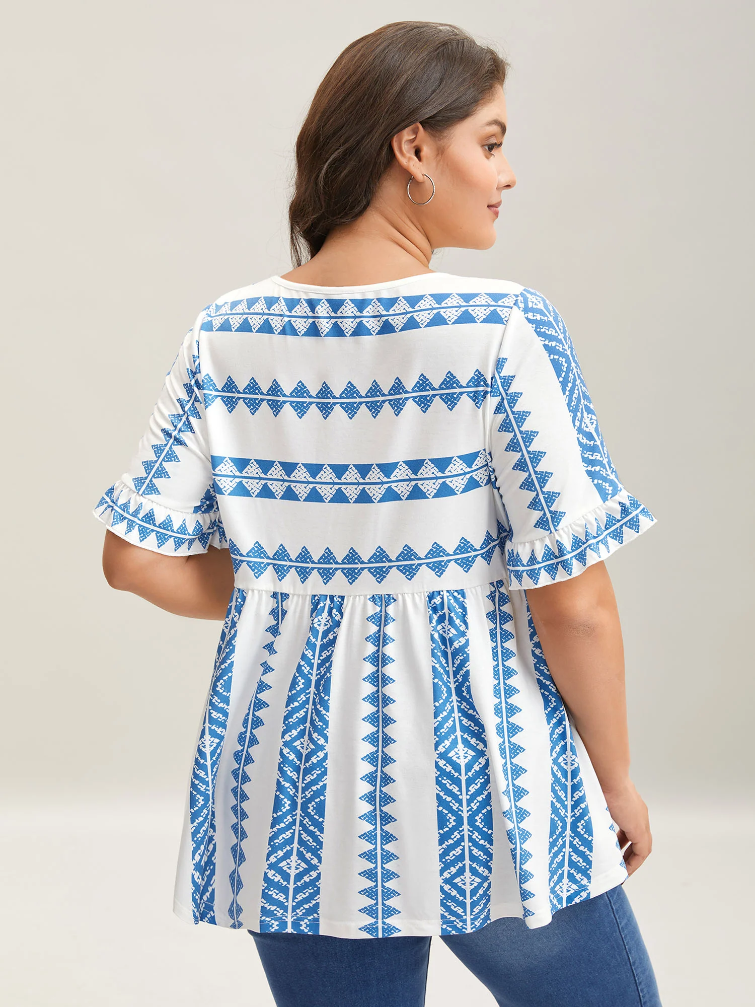 Tropical Stripes Pleated Knit Top - Image 4