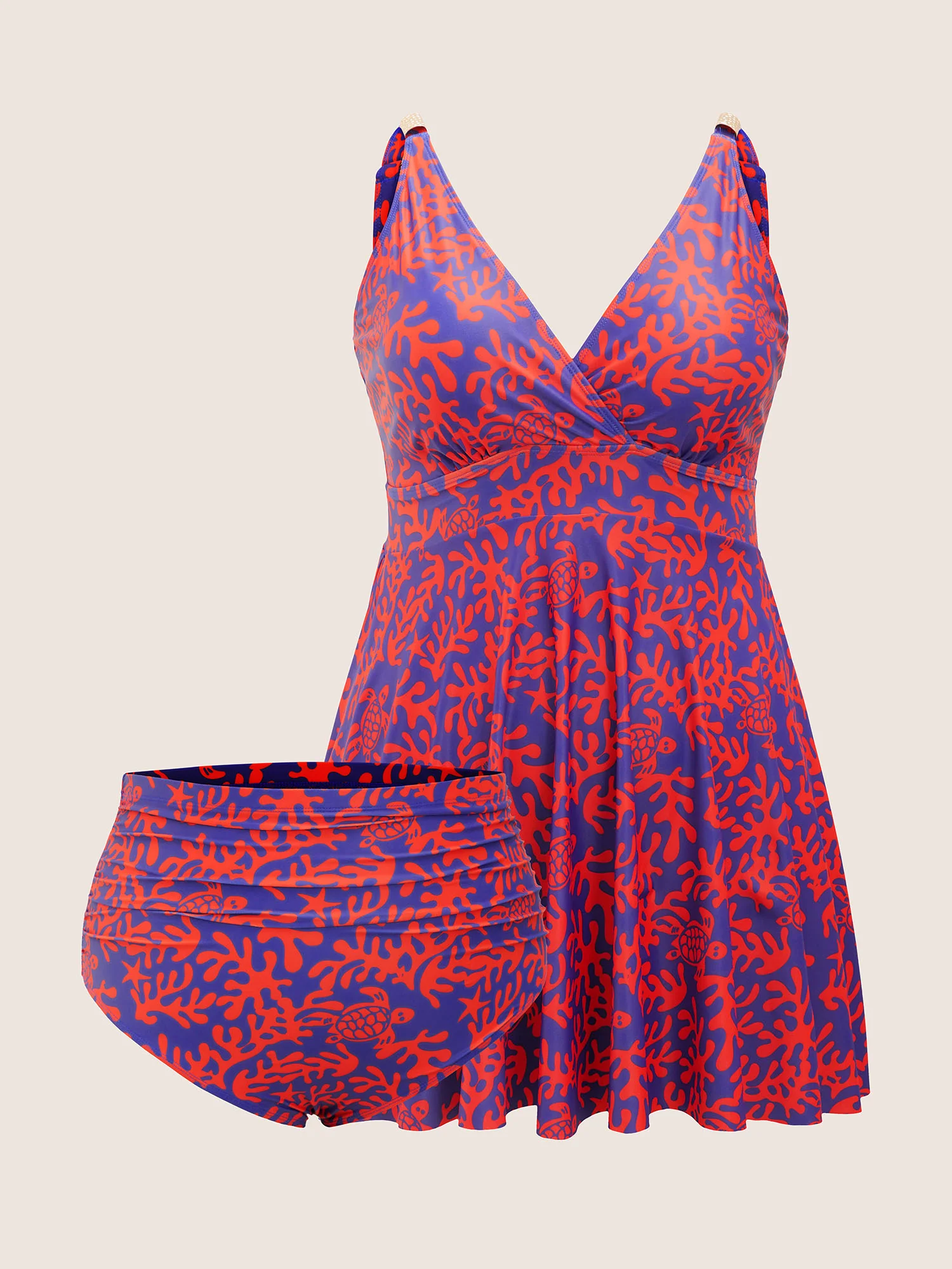 Tropical Wrap Bodycon Cami Swim Dress - Image 9