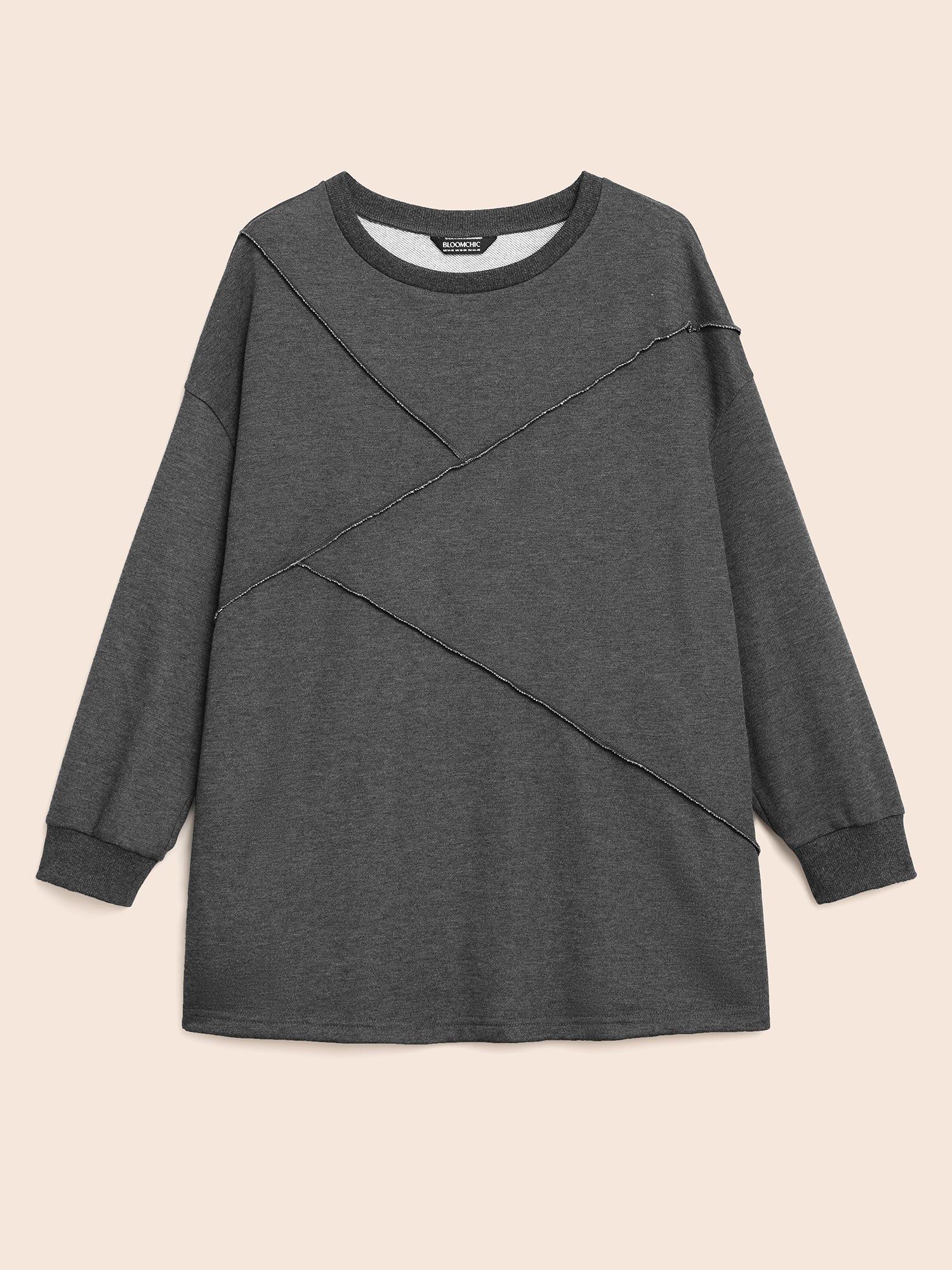 Tucked Seam Drop Shoulder Sleeve Sweatshirt - Image 7