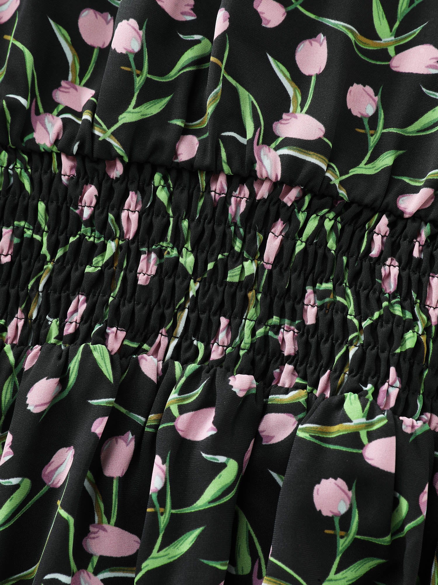 Tulip Print Cinched Flared Blouse - Image 5