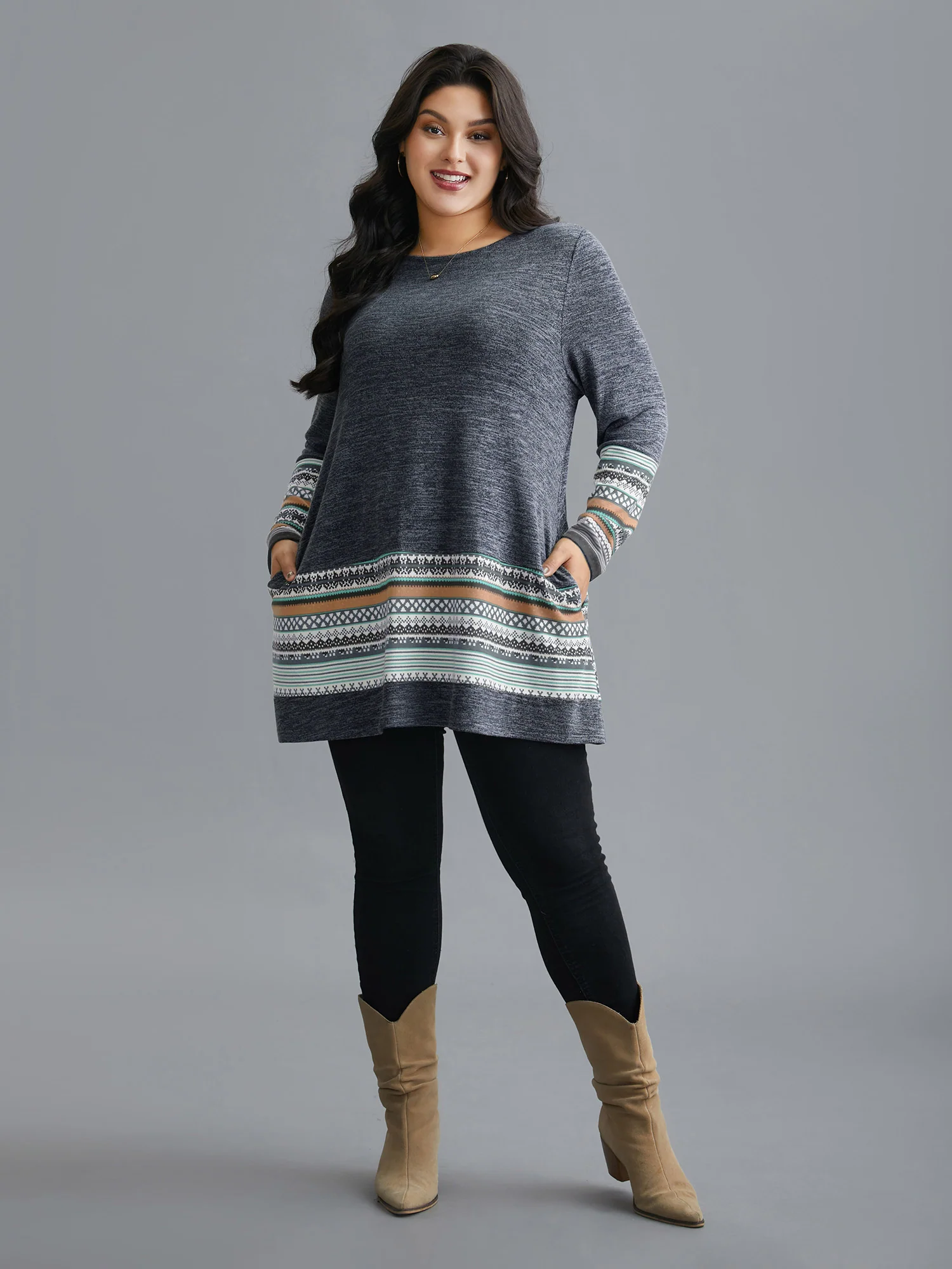Tunic Boho Print Pocket T-shirt - Image 2