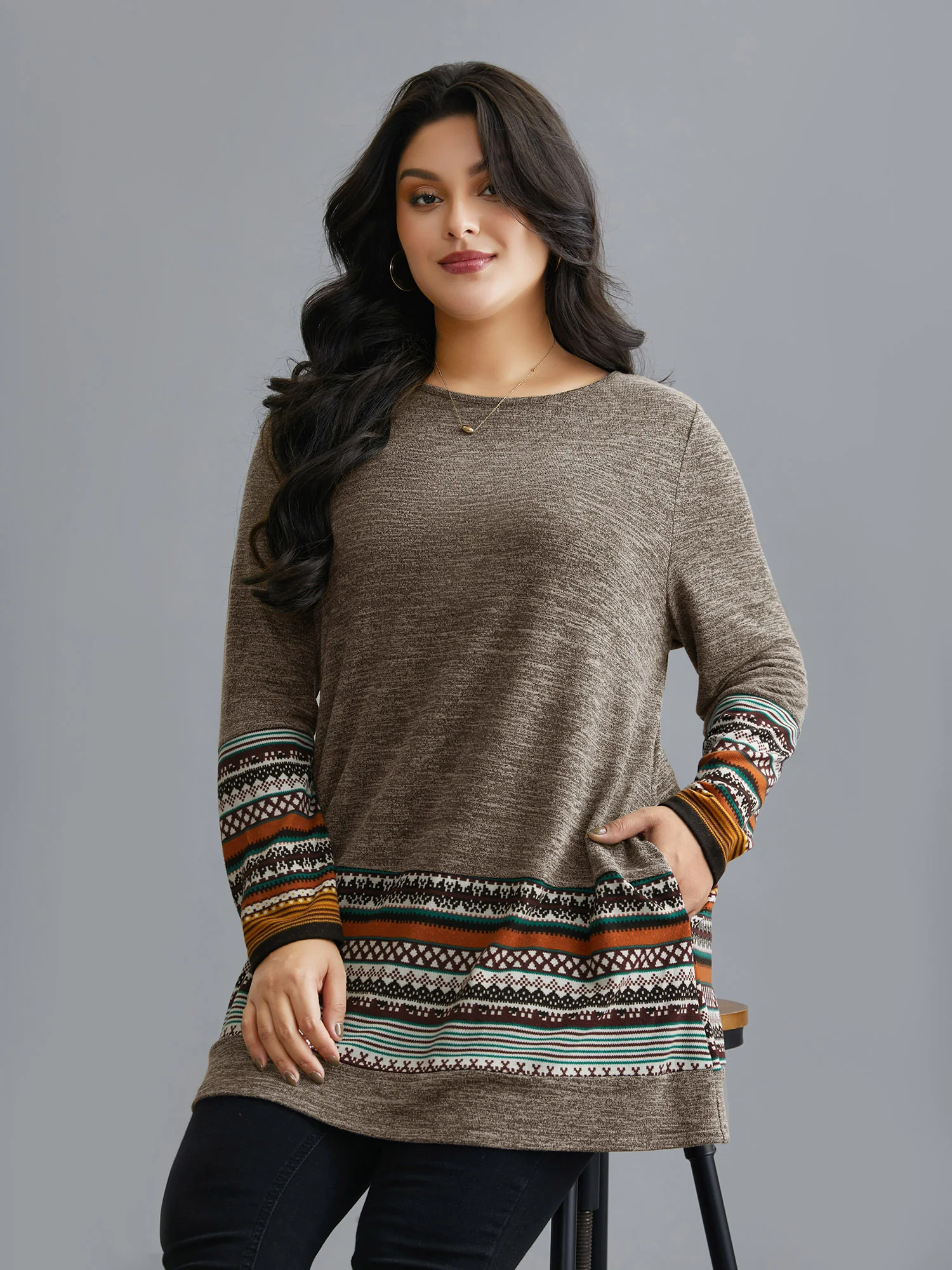 Tunic Boho Print Pocket T-shirt - Image 21