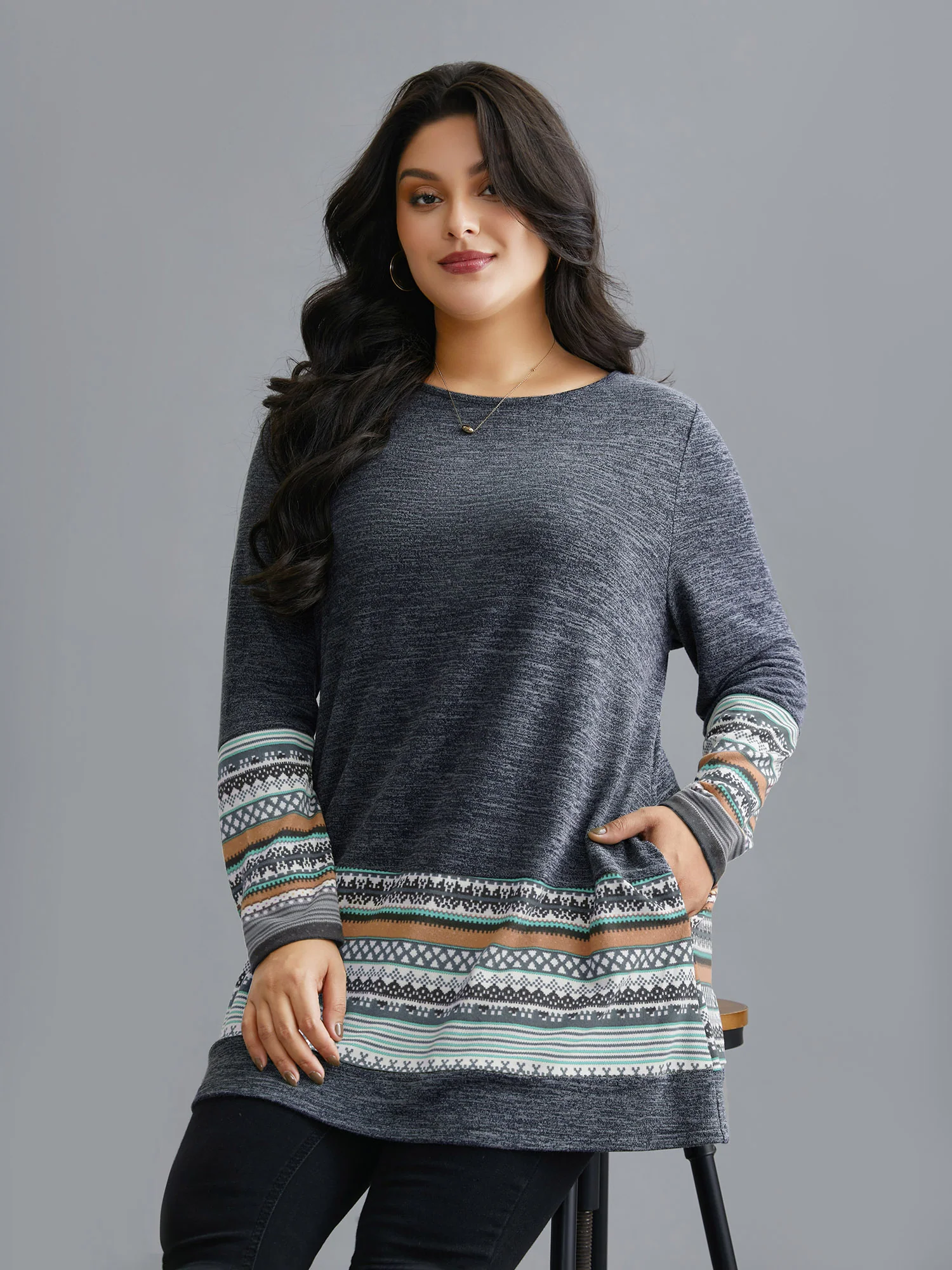 Tunic Boho Print Pocket T-shirt - Image 3